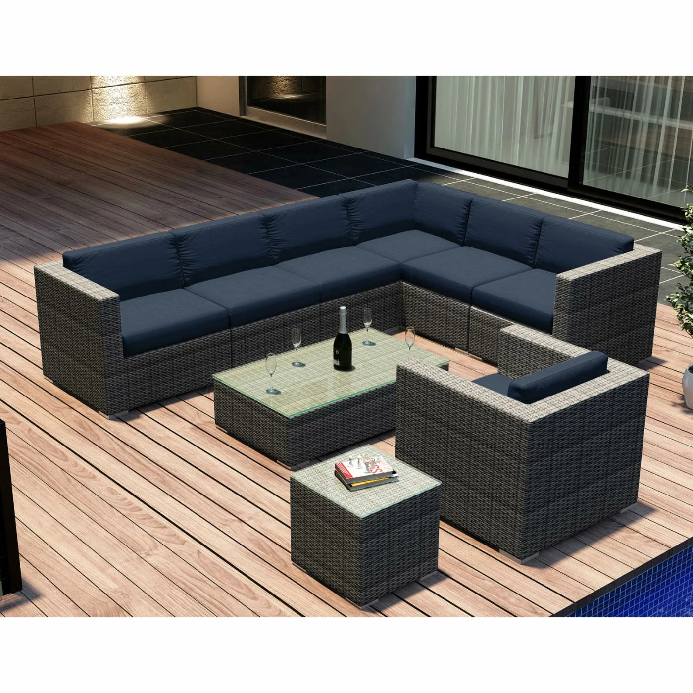 Promo 💯 Resin Wicker Patio Sets Harmonia Living District 9 Piece Sectional Patio Conversation Set 🤩 - Image 8
