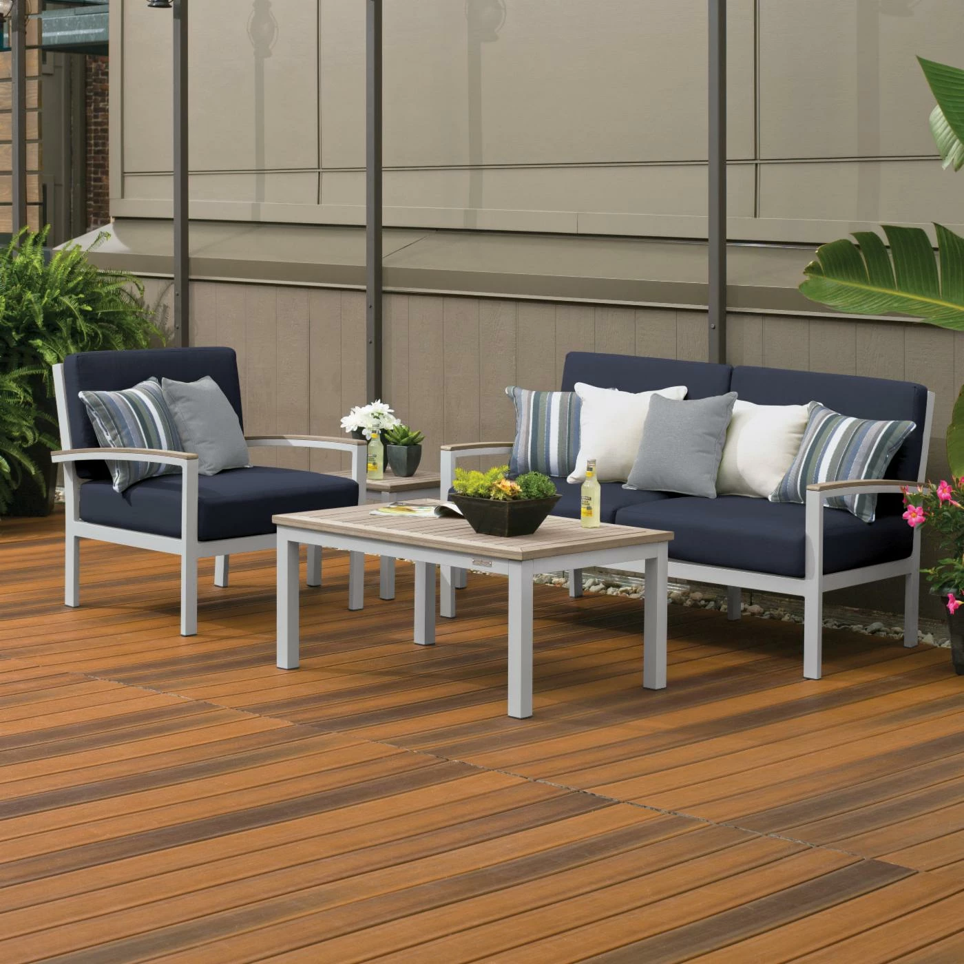 Best reviews of 🛒 Aluminum Patio Sets Oxford Garden Travira Tekwood And Aluminum 4 Piece Seat And Table Chat Set 🔥 - Image 8