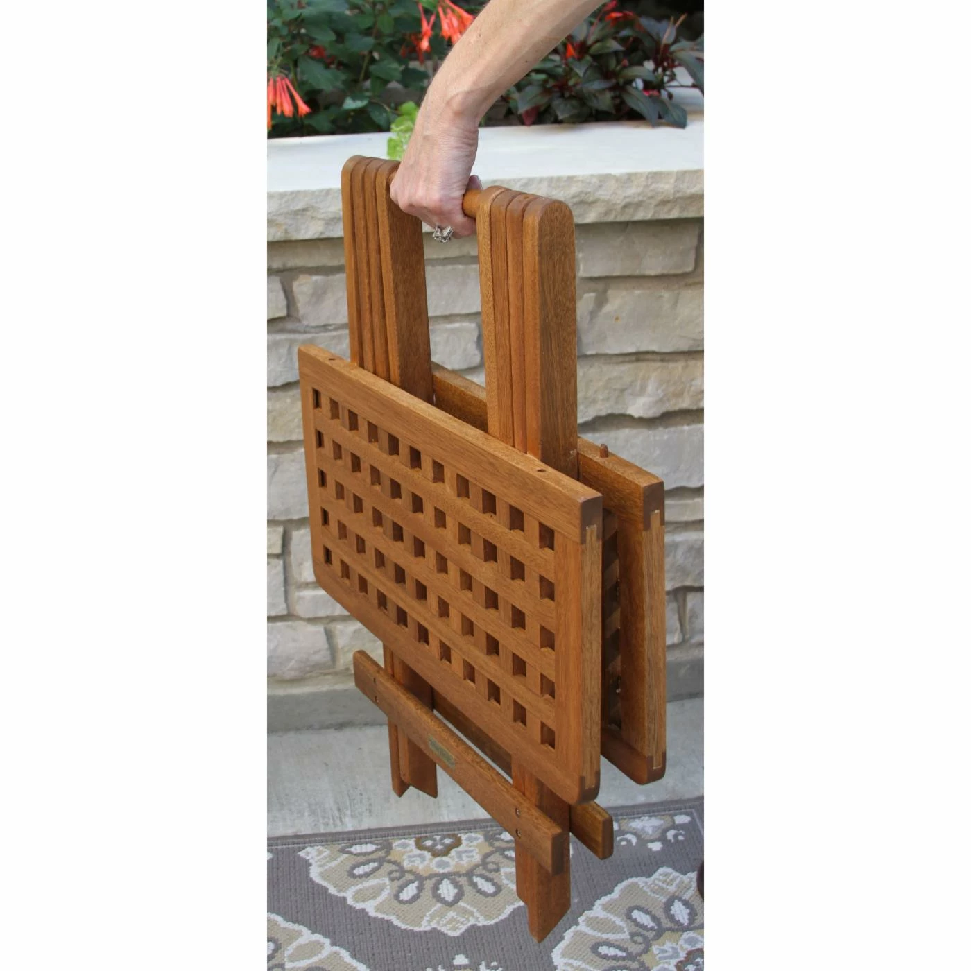 Cheapest 🌟 Wood Patio Sets Vineyard 3 Piece Eucalyptus Outdoor Swing Lounger Conversation Set With Folding Table 🤩 - Image 8