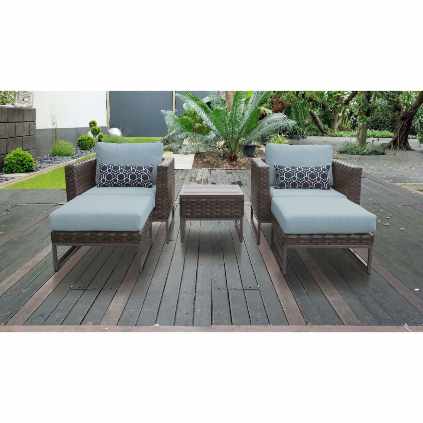 Best reviews of โค๏ธ Resin Wicker Patio Sets TK Classics Barcelona Wicker 5 Piece Club Chair Patio Conversation Set With Ottomans ๐ - Image 8