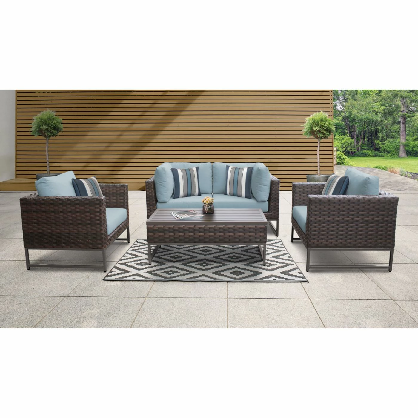 New ๐งจ Resin Wicker Patio Sets TK Classics Barcelona Wicker 5 Piece Sectional Loveseat Patio Conversation Set With Club Chairs ๐ฅ - Image 8