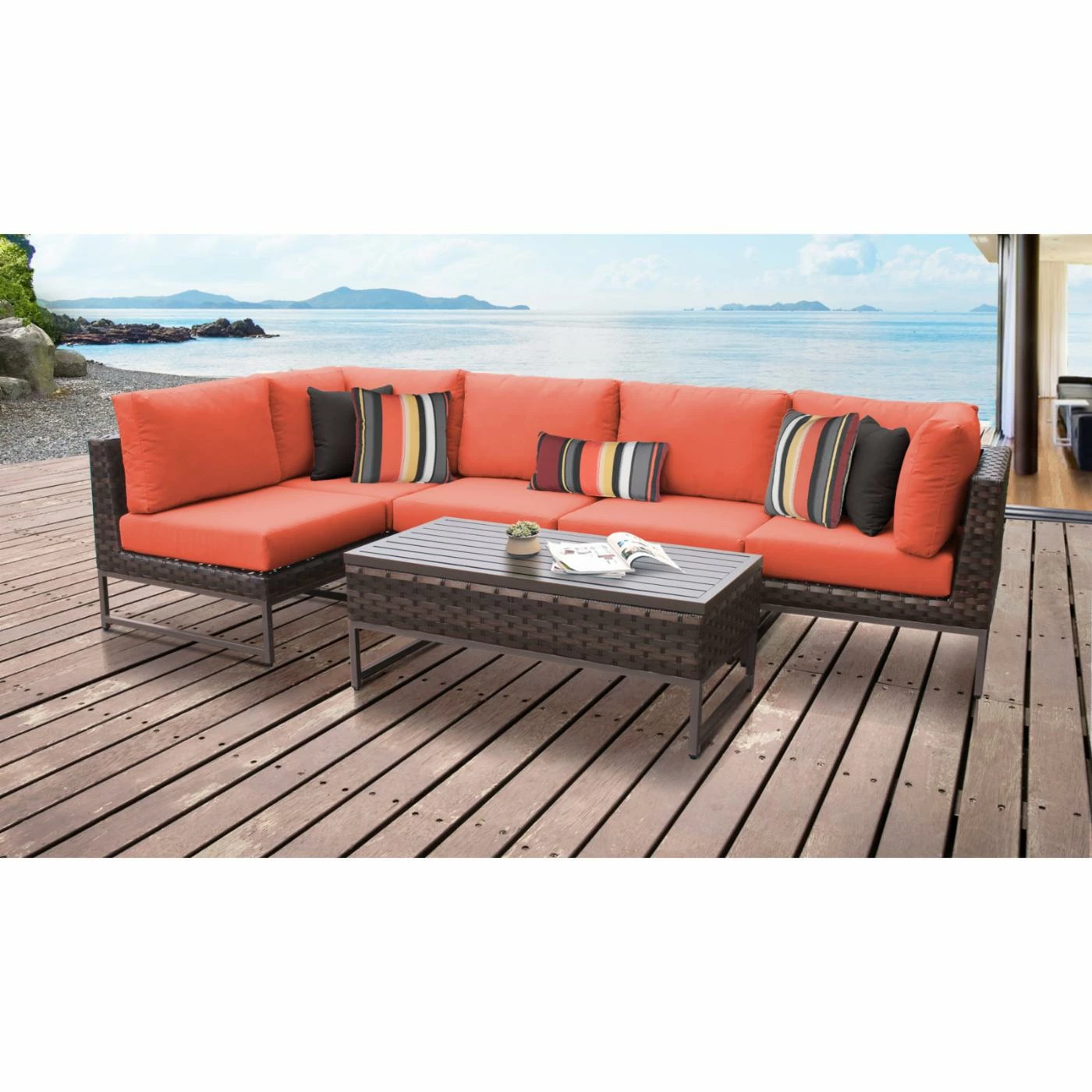 Cheap ๐ Resin Wicker Patio Sets TK Classics Barcelona Wicker 6 Piece L-Shaped Patio Conversation Set ๐ - Image 8