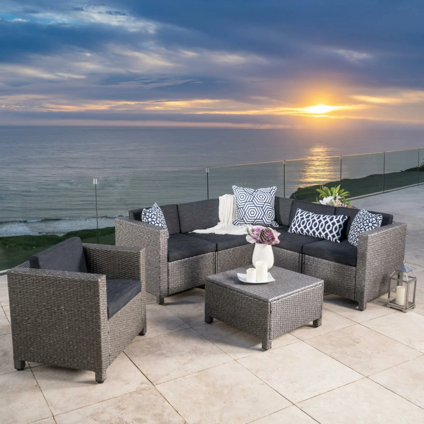 Buy ๐งจ Resin Wicker Patio Sets HN Outdoor Prater Wicker 7 Piece Patio Conversation Set ๐ - Image 9