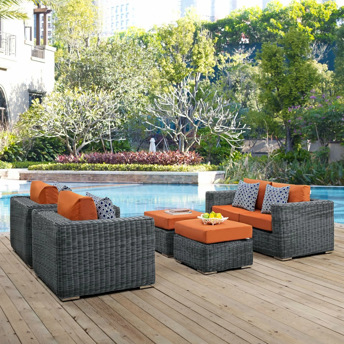 Coupon ⭐ Resin Wicker Patio Sets Modway Summon 5 Piece Sunbrella Outdoor Patio Conversation Set ✨ - Image 9