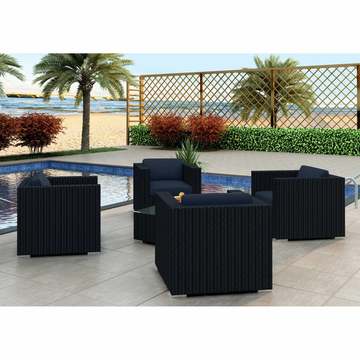 Best Pirce โญ Resin Wicker Patio Sets Harmonia Living Urbana All Weather Wicker 5 Piece Club Chair Patio Conversation Set ๐ - Image 9