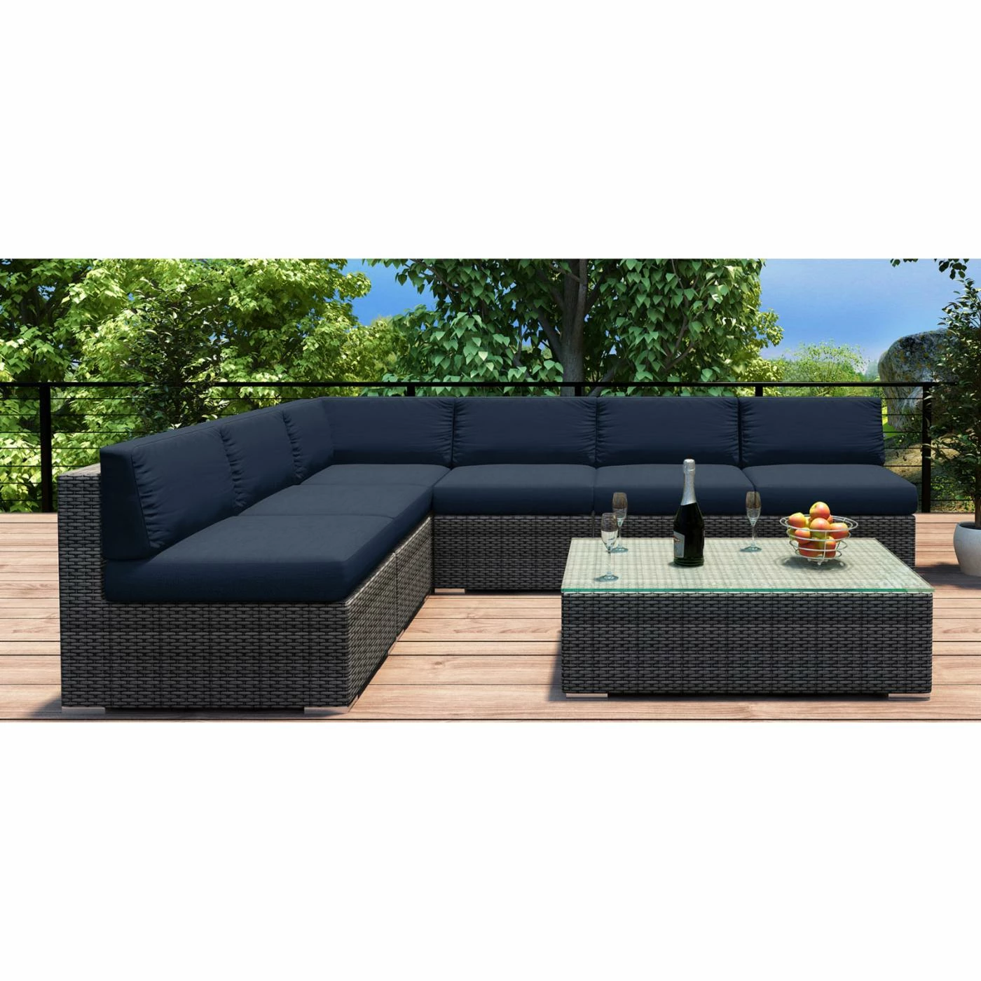 Resin Wicker Patio Sets Harmonia Living District 7 Piece Sectional Patio Conversation Set - Image 9
