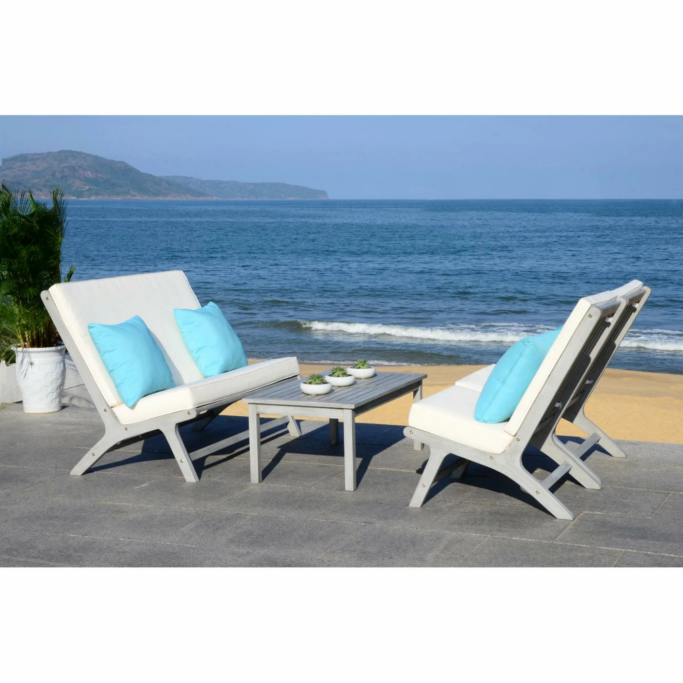 Outlet ๐ Eucalyptus Patio Sets HN Outdoor Sparks Eucalyptus Wood 4-Piece Conversation Set โค๏ธ - Image 9