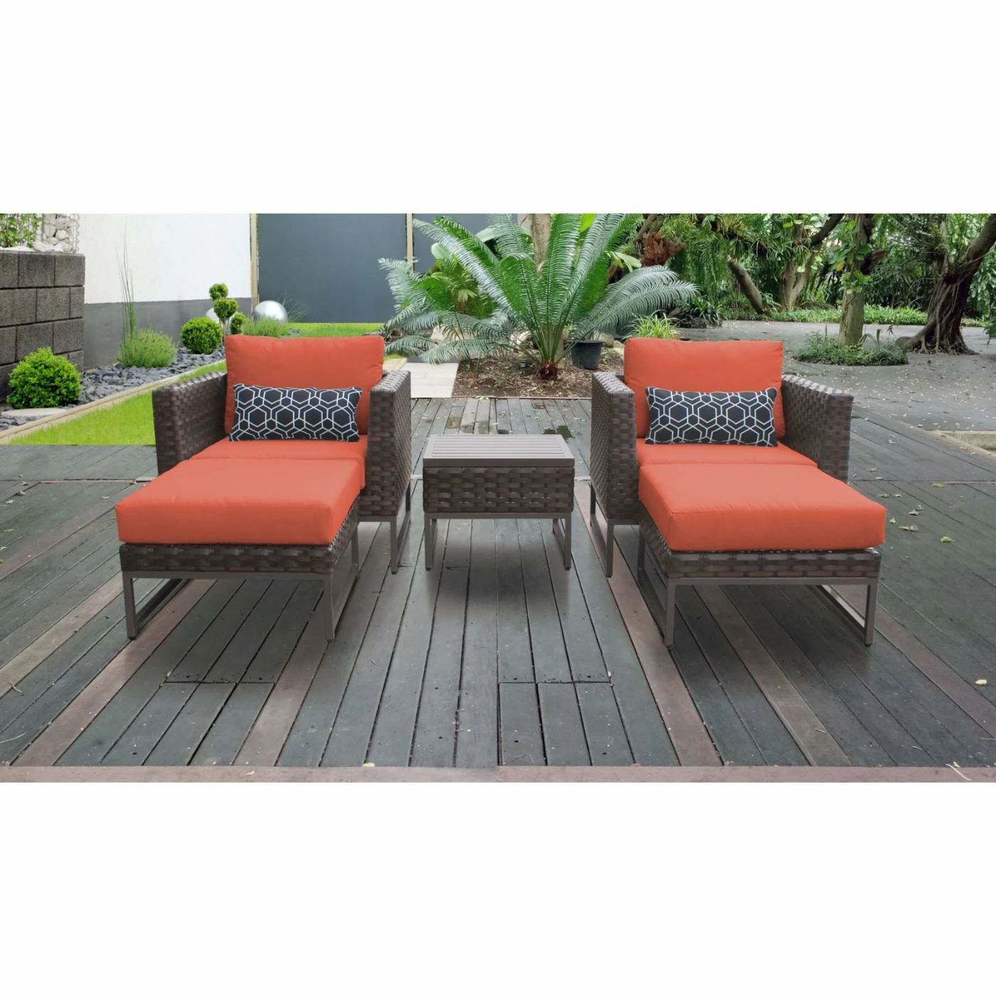 Best reviews of โค๏ธ Resin Wicker Patio Sets TK Classics Barcelona Wicker 5 Piece Club Chair Patio Conversation Set With Ottomans ๐ - Image 9