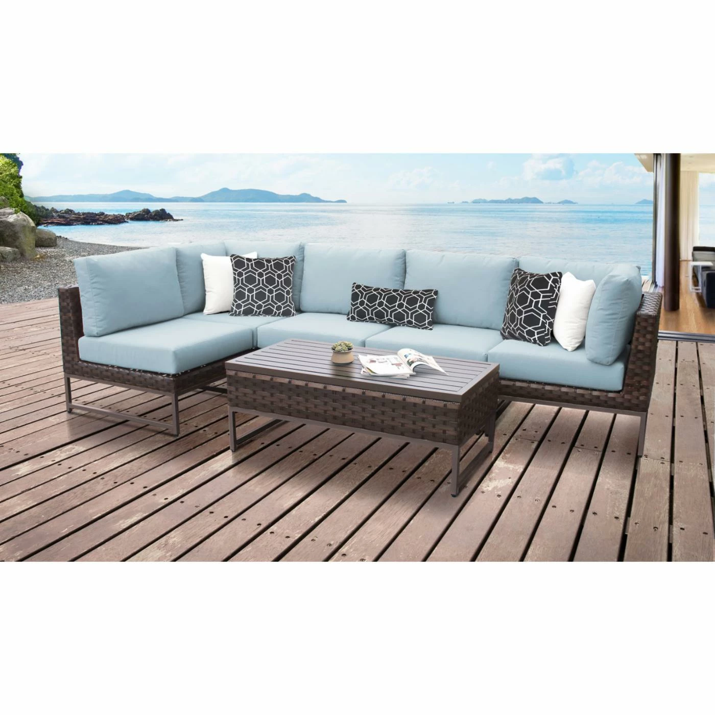 Cheap ๐ Resin Wicker Patio Sets TK Classics Barcelona Wicker 6 Piece L-Shaped Patio Conversation Set ๐ - Image 9