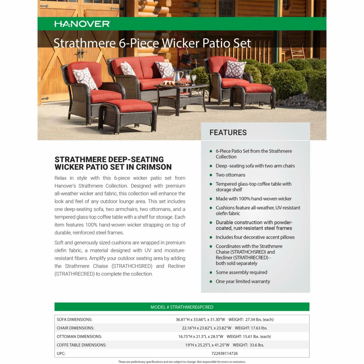 Budget 🎉 Resin Wicker Patio Sets Hanover Strathmere 6 Piece Wicker Patio Conversation Set 😀 - Image 10