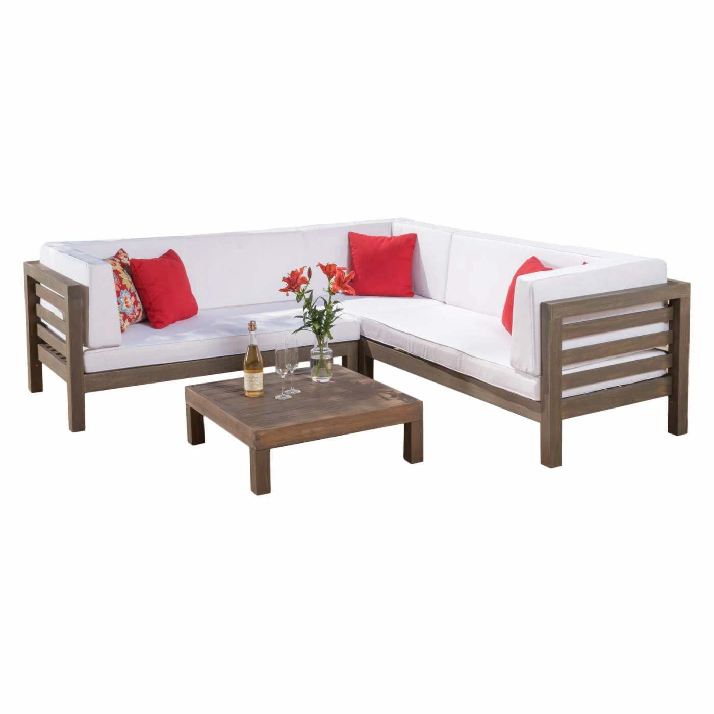 Flash Sale ๐ Wood Patio Sets HN Outdoor Murrieta 4 Piece Wooden Patio Sectional Set With Cushions ๐ - Image 8