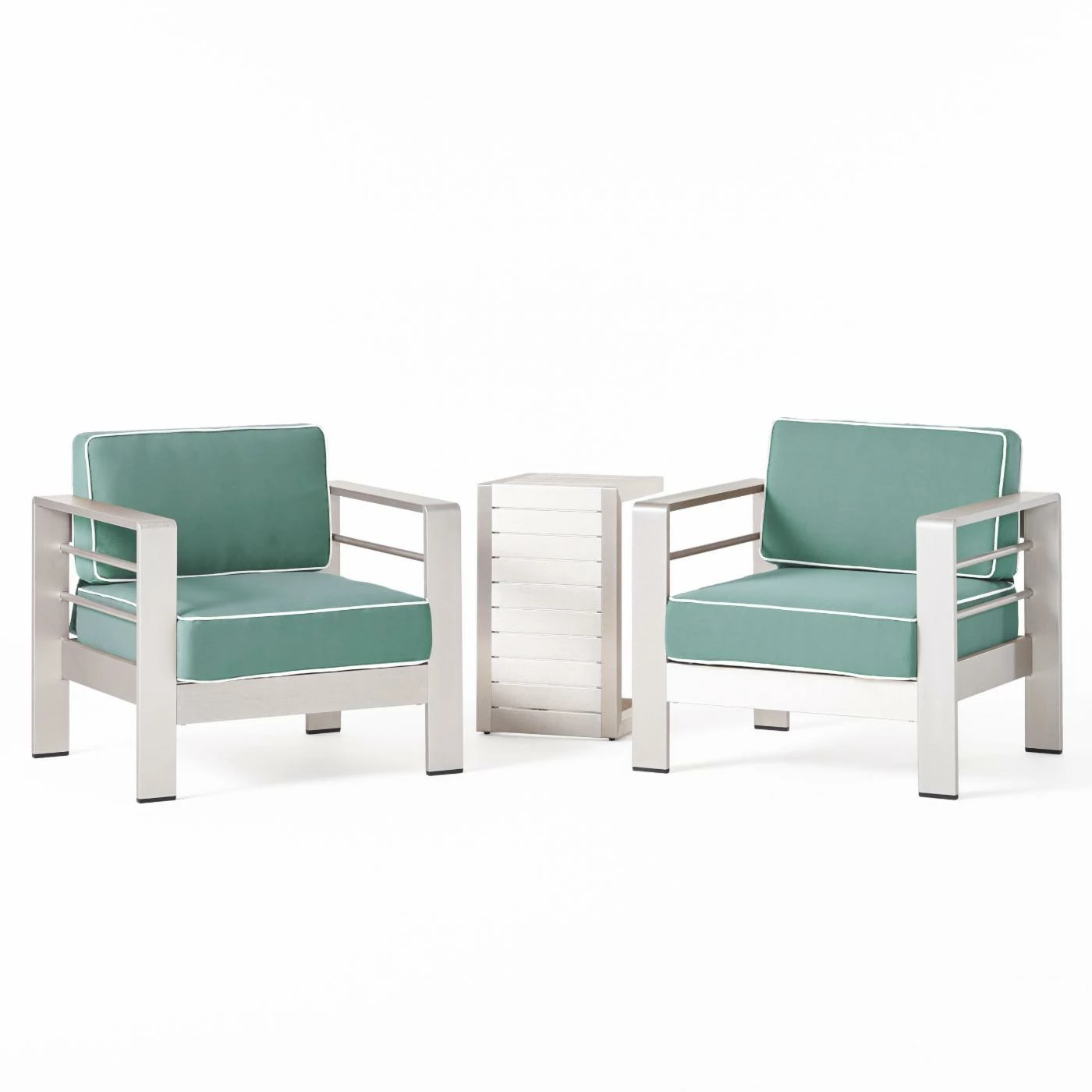 Cheapest ๐ Best Selling Home Decor Aluminum Patio Sets Xane Outdoor Club Chairs With Side Table - Aluminum And Khaki โจ - Image 10