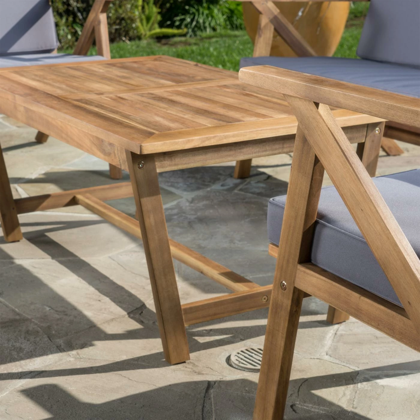 Buy ๐ Best Selling Home Wood Patio Sets Panama Acacia Wood 4 Piece Patio Conversation Set โ๏ธ - Image 10