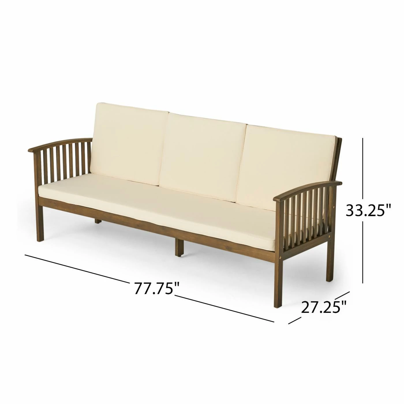 New ๐ Best Selling Home Decor Wood Patio Sets Safari Outdoor Acacia Wood 7 Seater Sofa Chat Set With Cushions - Teak And Cream ๐งจ - Image 10