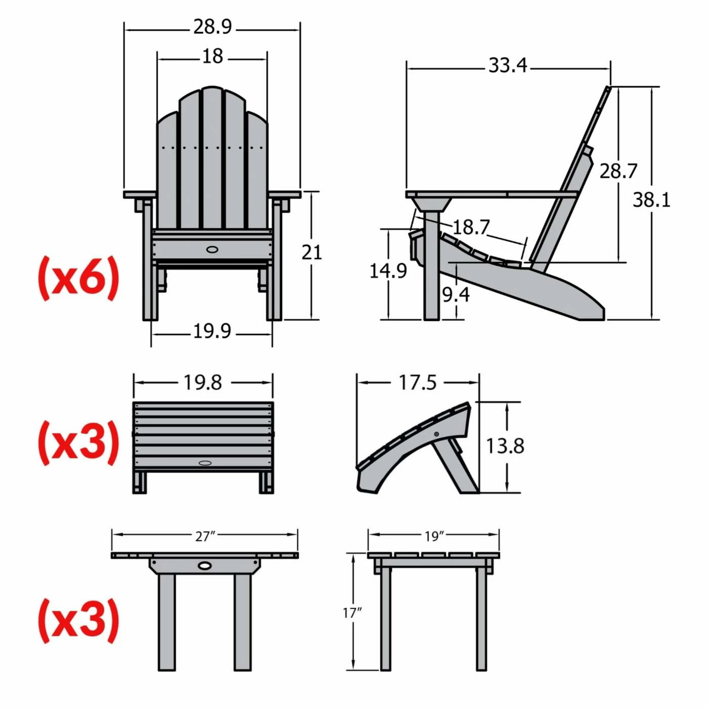 Best Pirce ๐คฉ Recycled Plastic Patio Sets Highwood USA Classic Westport 12 Piece Adirondack Chair Patio Conversation Set ๐ - Image 10