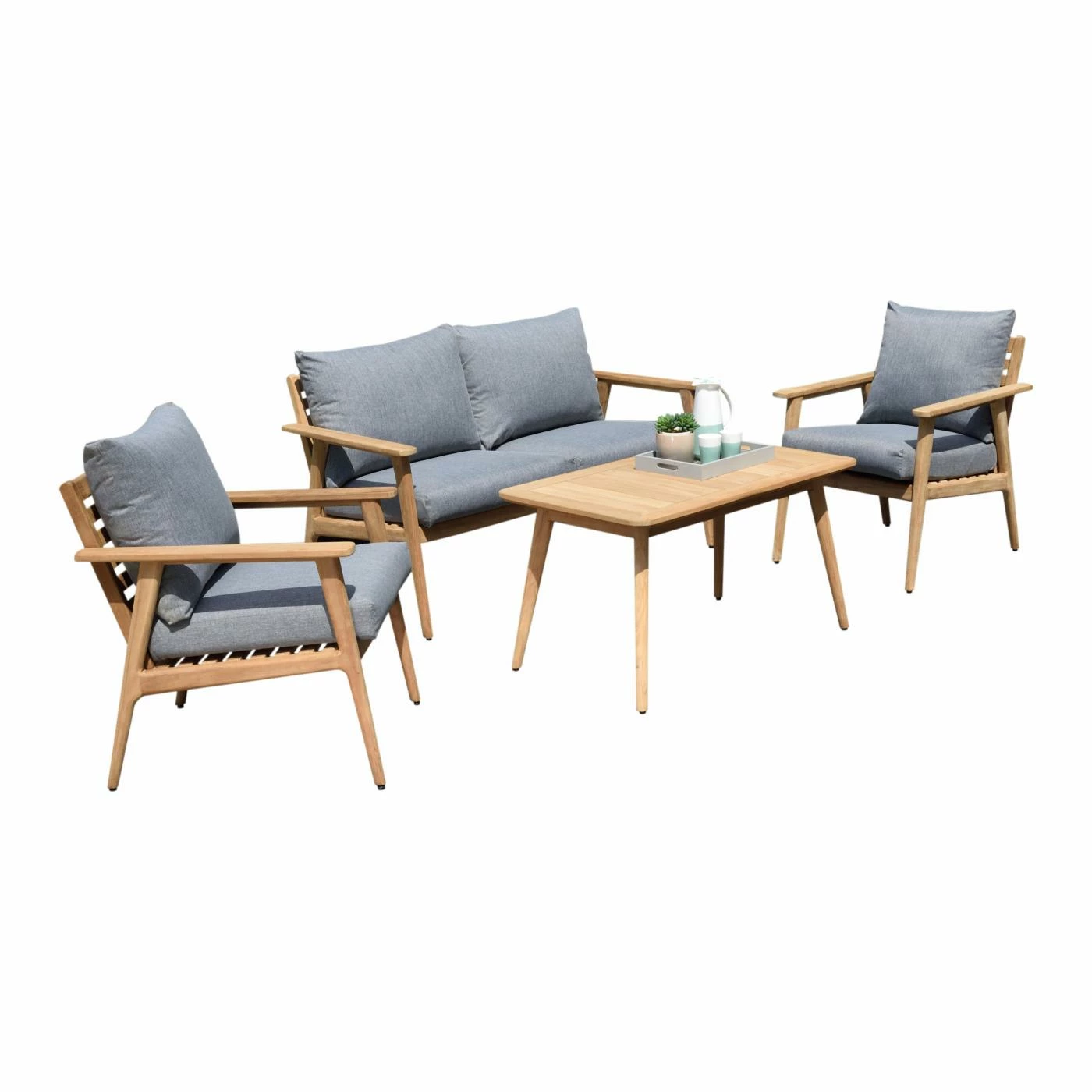 Outlet 🎁 Teak Patio Sets HN Outdoor Augusta Teak 4 Piece Deep Seat Patio Conversation Set 😉 - Image 10
