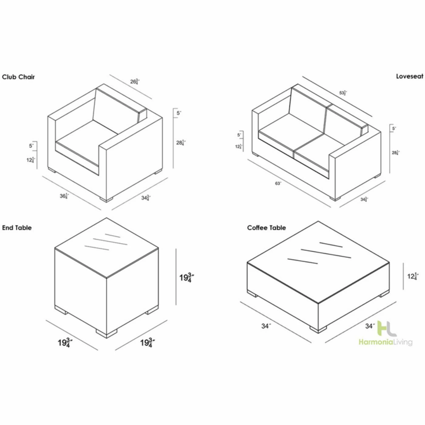 Brand new 👏 Resin Wicker Patio Sets Harmonia Living Urbana Conversation Set 🎁 - Image 10