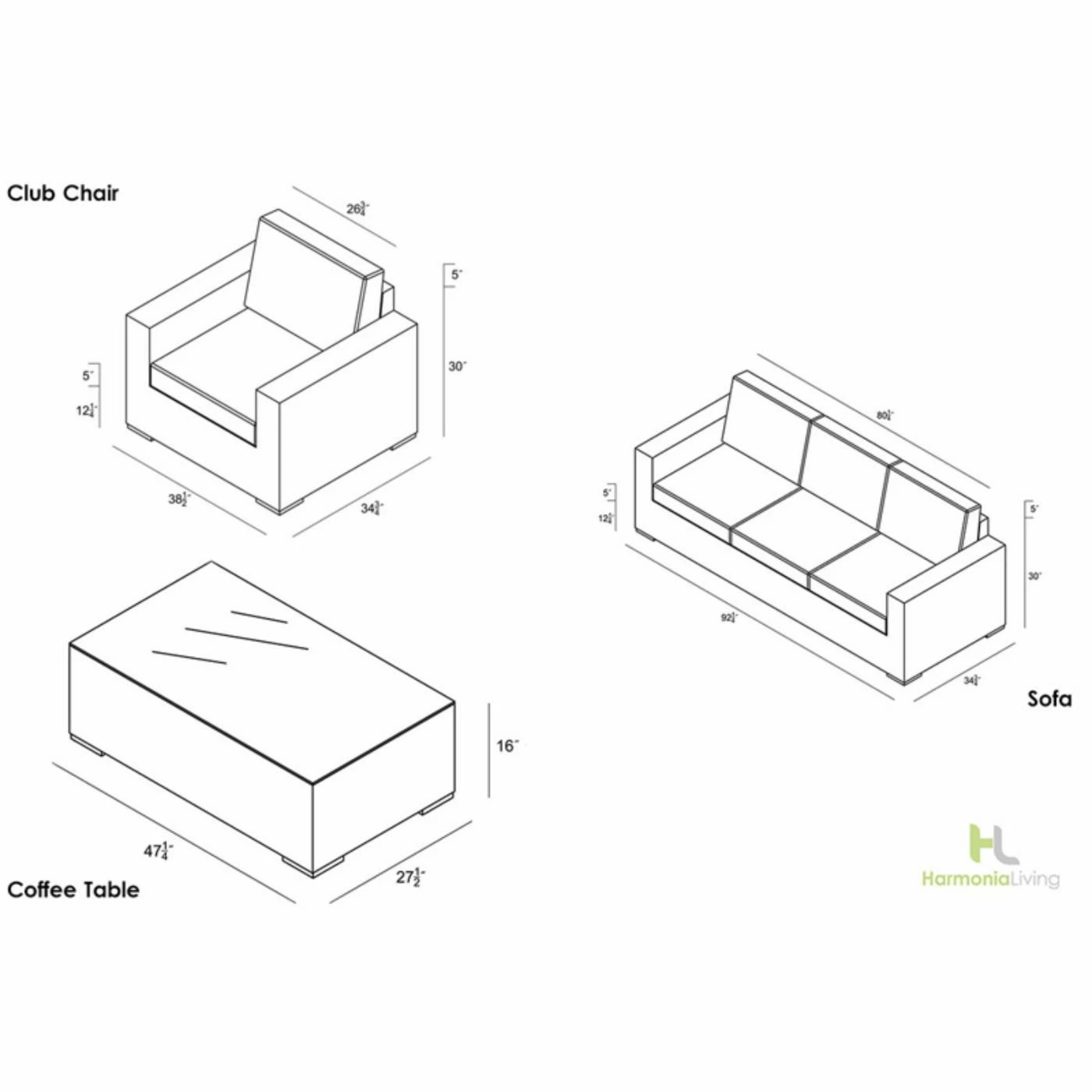 Deals 😍 Resin Wicker Patio Sets Harmonia Living Arden 3 Piece Sofa Set 🥰 - Image 10