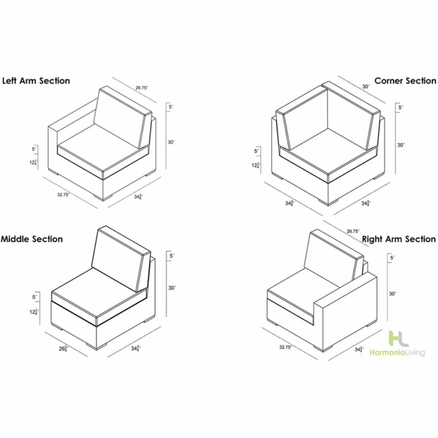 New ๐ฅฐ Resin Wicker Patio Sets Harmonia Living Arden 4 Piece Sectional Set ๐ - Image 9