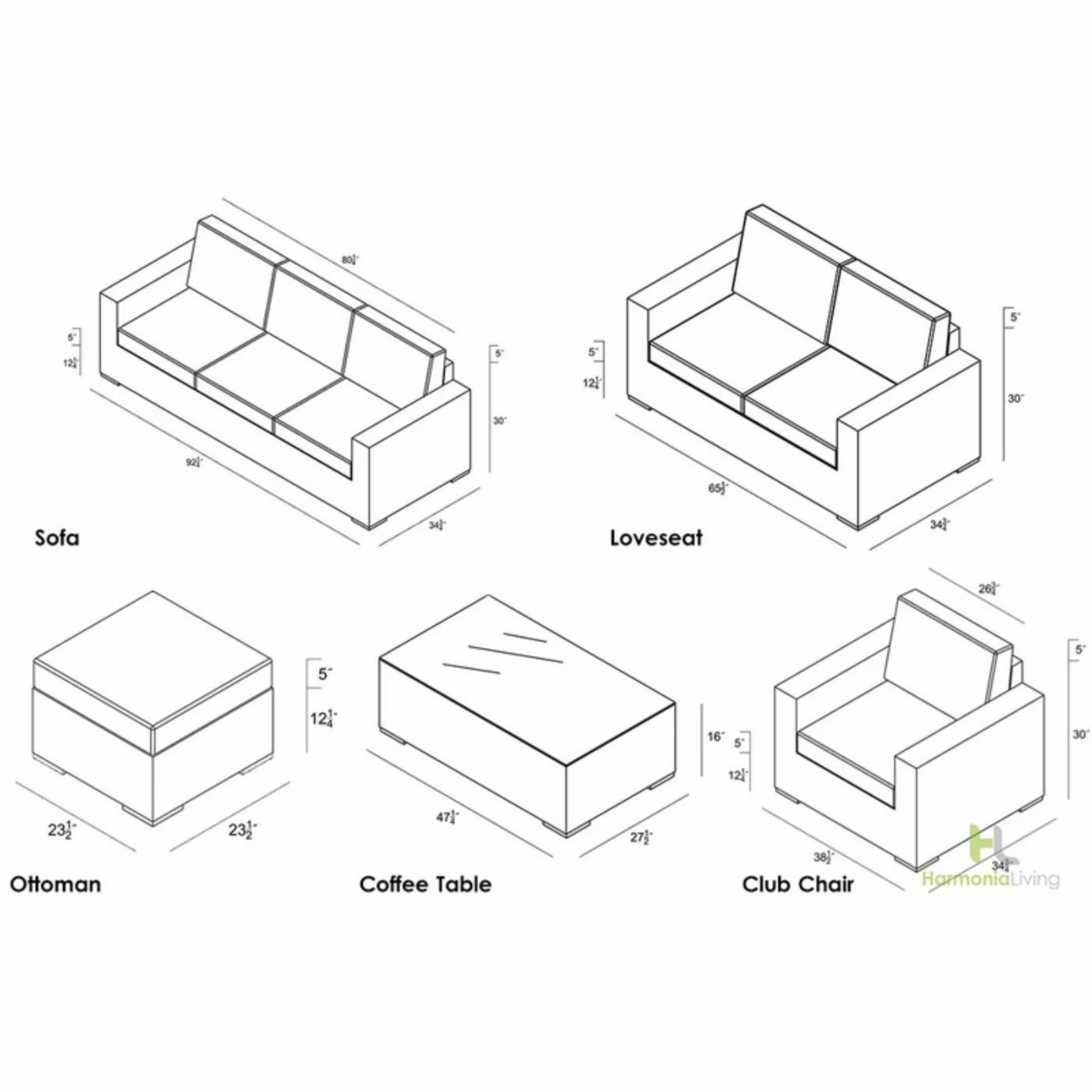Best deal 🌟 Resin Wicker Patio Sets Harmonia Living Arden 5 Piece Sofa Set 🤩 - Image 10