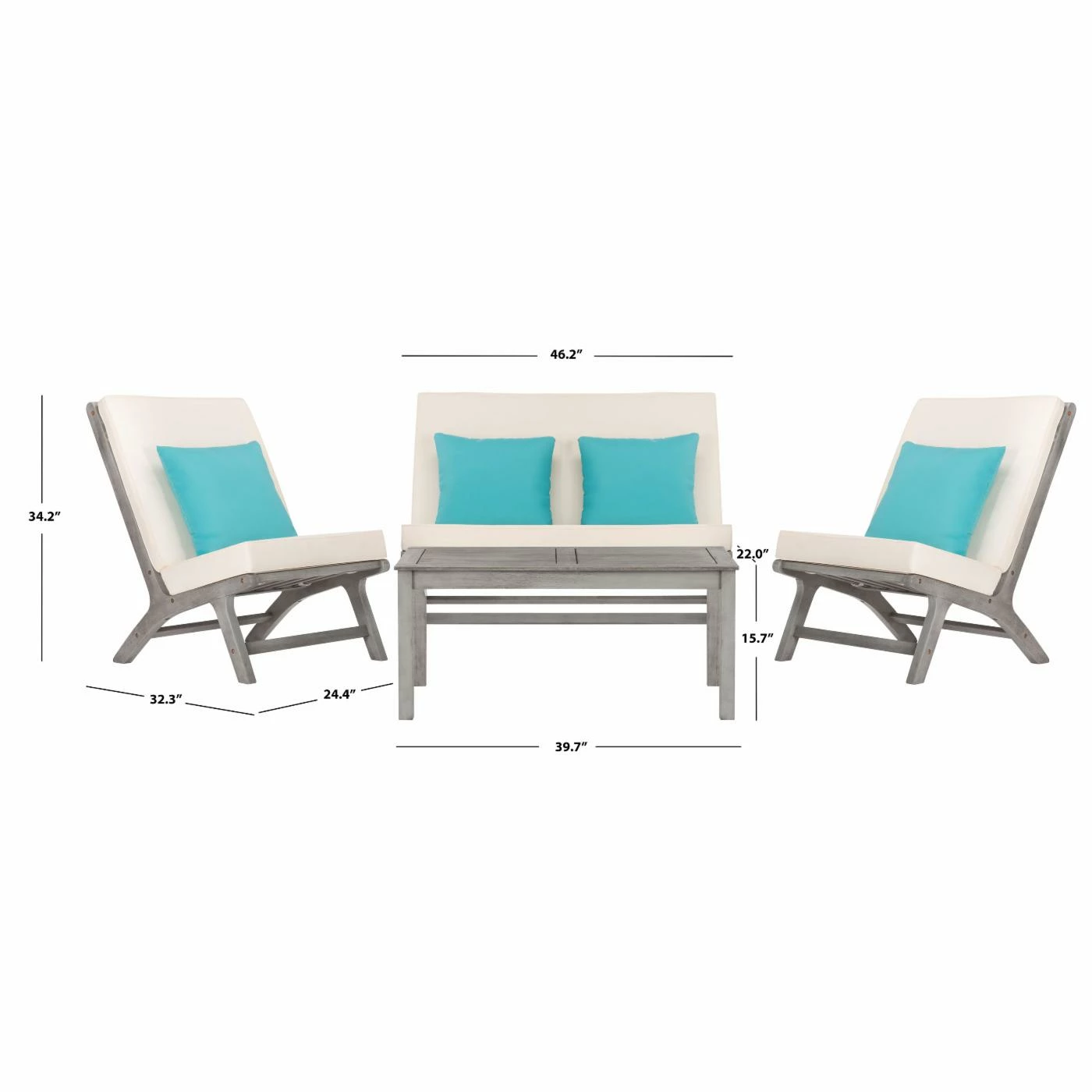 Outlet ๐ Eucalyptus Patio Sets HN Outdoor Sparks Eucalyptus Wood 4-Piece Conversation Set โค๏ธ - Image 10