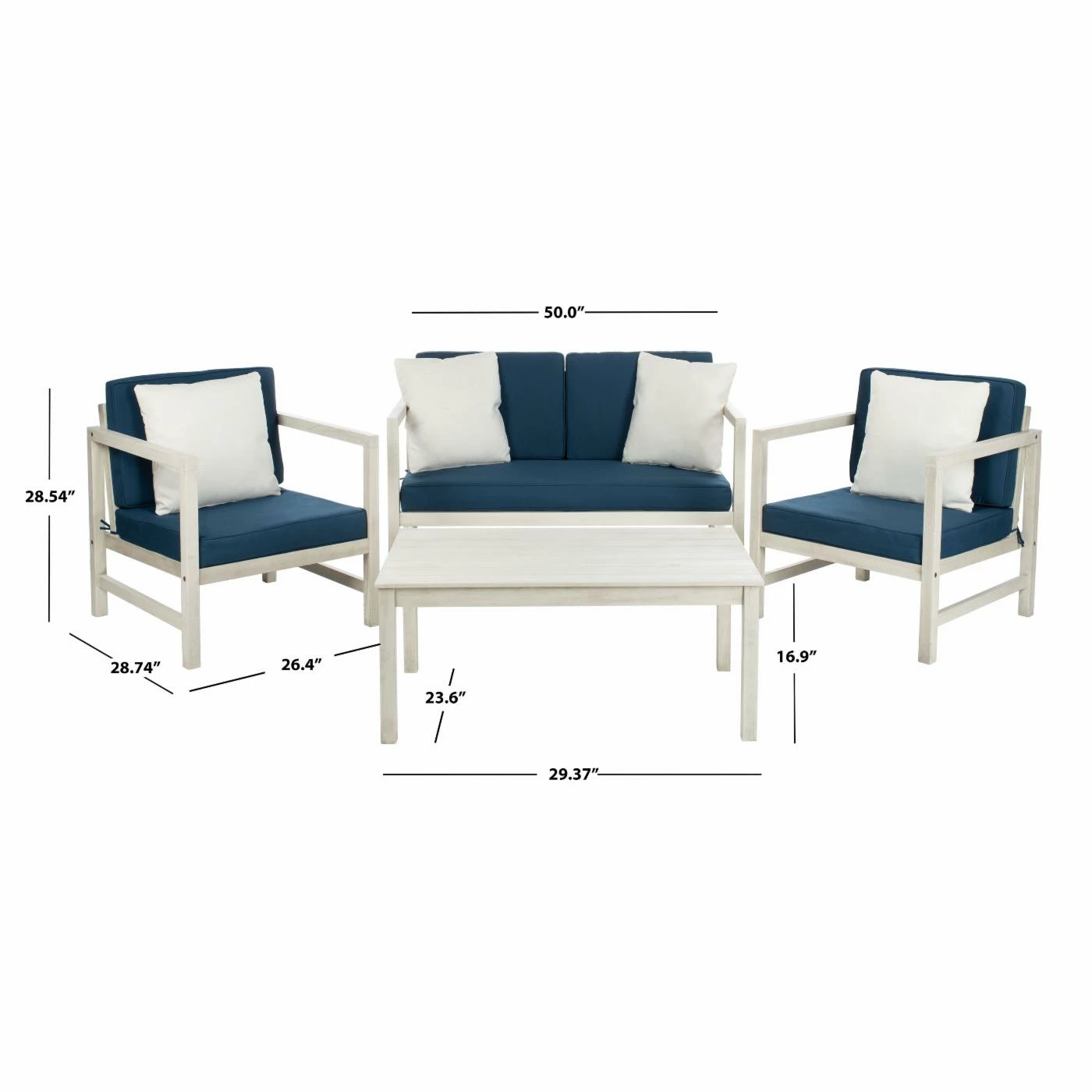 Hot Sale ๐ Eucalyptus Patio Sets HN Outdoor Hyrum Wooden 4 Piece Patio Conversation Set ๐ - Image 10