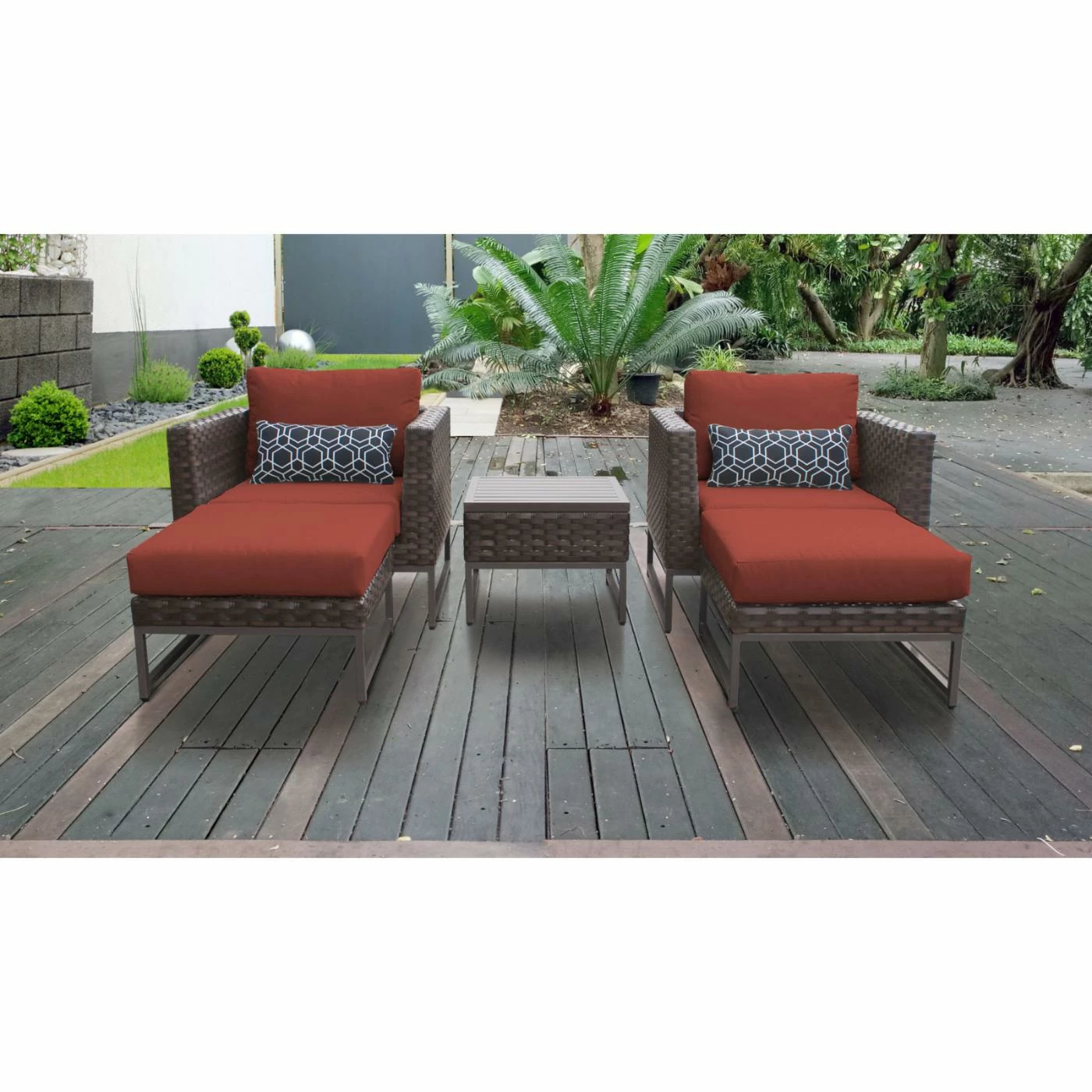 Best reviews of โค๏ธ Resin Wicker Patio Sets TK Classics Barcelona Wicker 5 Piece Club Chair Patio Conversation Set With Ottomans ๐ - Image 10