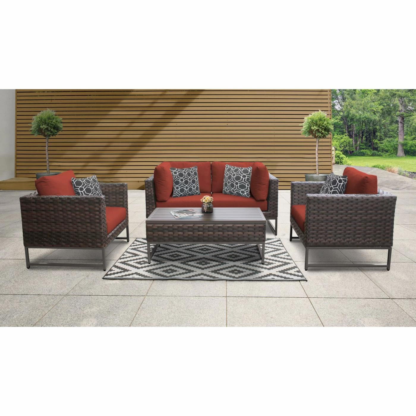 New ๐งจ Resin Wicker Patio Sets TK Classics Barcelona Wicker 5 Piece Sectional Loveseat Patio Conversation Set With Club Chairs ๐ฅ - Image 10