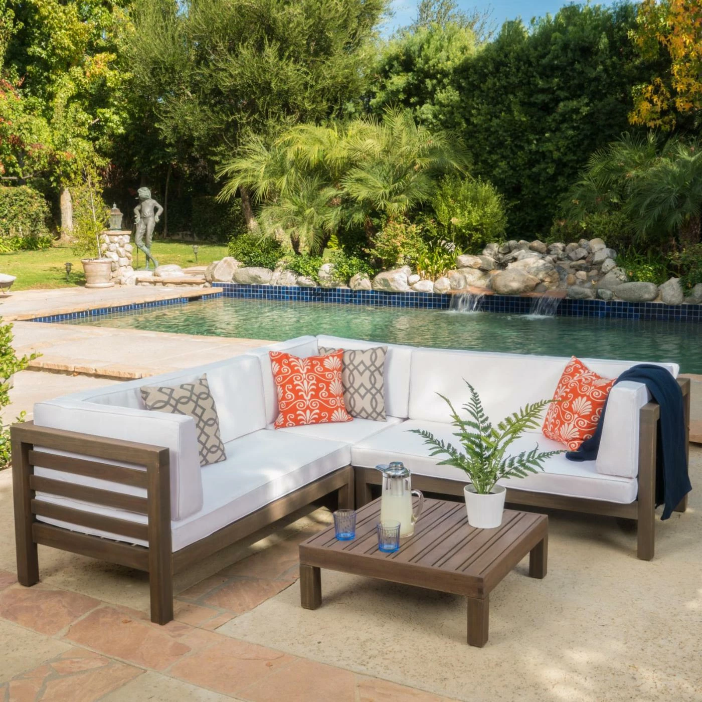 Flash Sale ๐ Wood Patio Sets HN Outdoor Murrieta 4 Piece Wooden Patio Sectional Set With Cushions ๐ - Image 3