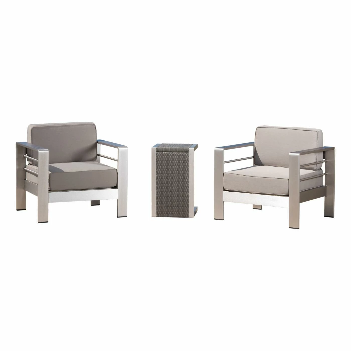 Cheapest ๐ Best Selling Home Decor Aluminum Patio Sets Xane Outdoor Club Chairs With Side Table - Aluminum And Khaki โจ - Image 3