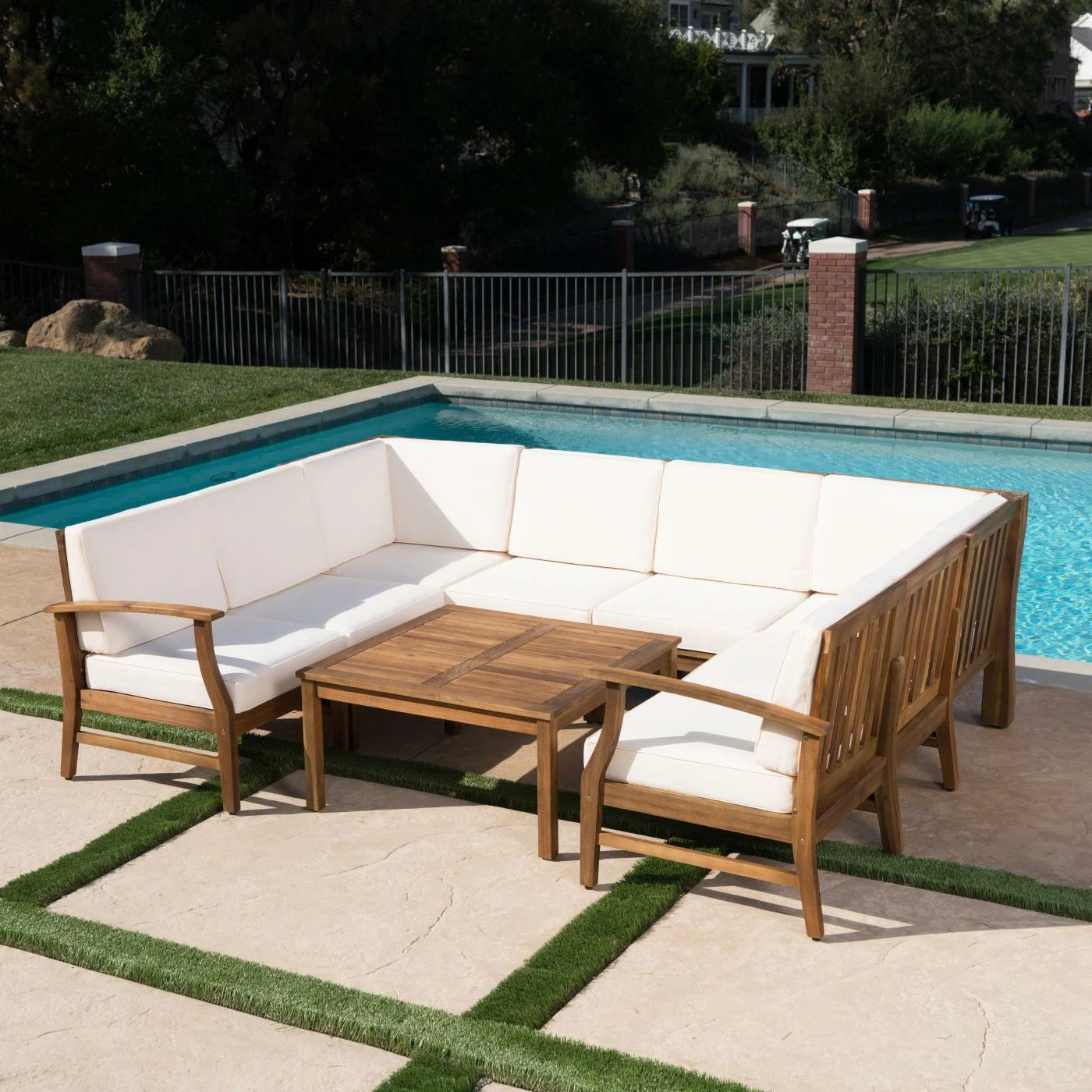 Wholesale ๐ Wood Patio Sets HN Outdoor Clarkdale Wood 9 Piece Patio Conversation Set ๐ฏ - Image 3