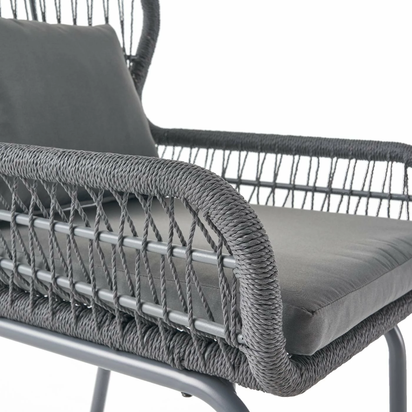 Brand new โ Best Selling Home Decor Resin Wicker Patio Sets Chief Outdoor Rope And Glass 2 Seater Chat Set - Dark Gray And Gray โ - Image 3