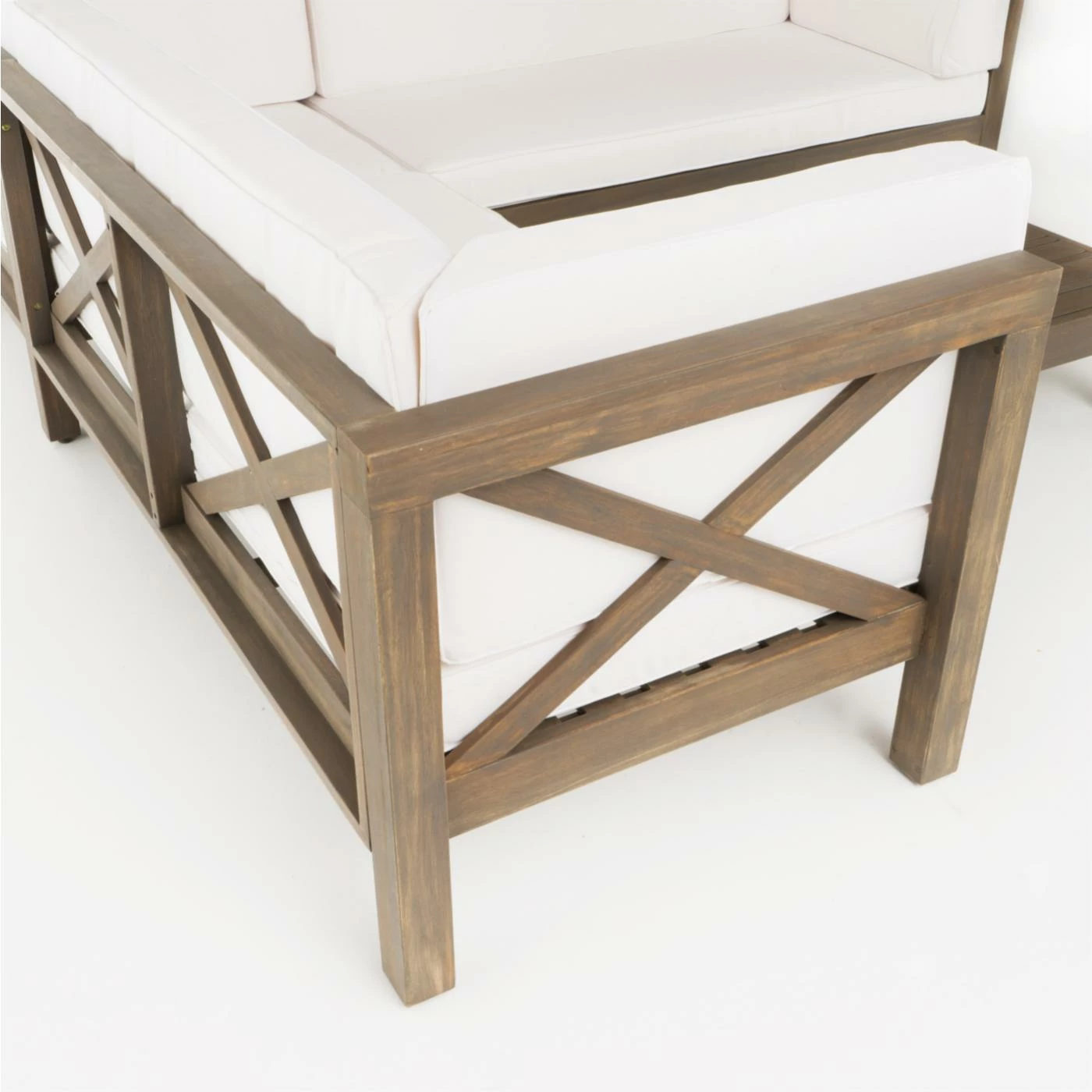 Hot Sale ❤️ Best Selling Home Decor Wood Patio Sets Riti Quimby Outdoor Acacia Wood Left Arm Loveseat And Coffee Table Set With Cushion - Gray And Dark Gray 🔔 - Image 3