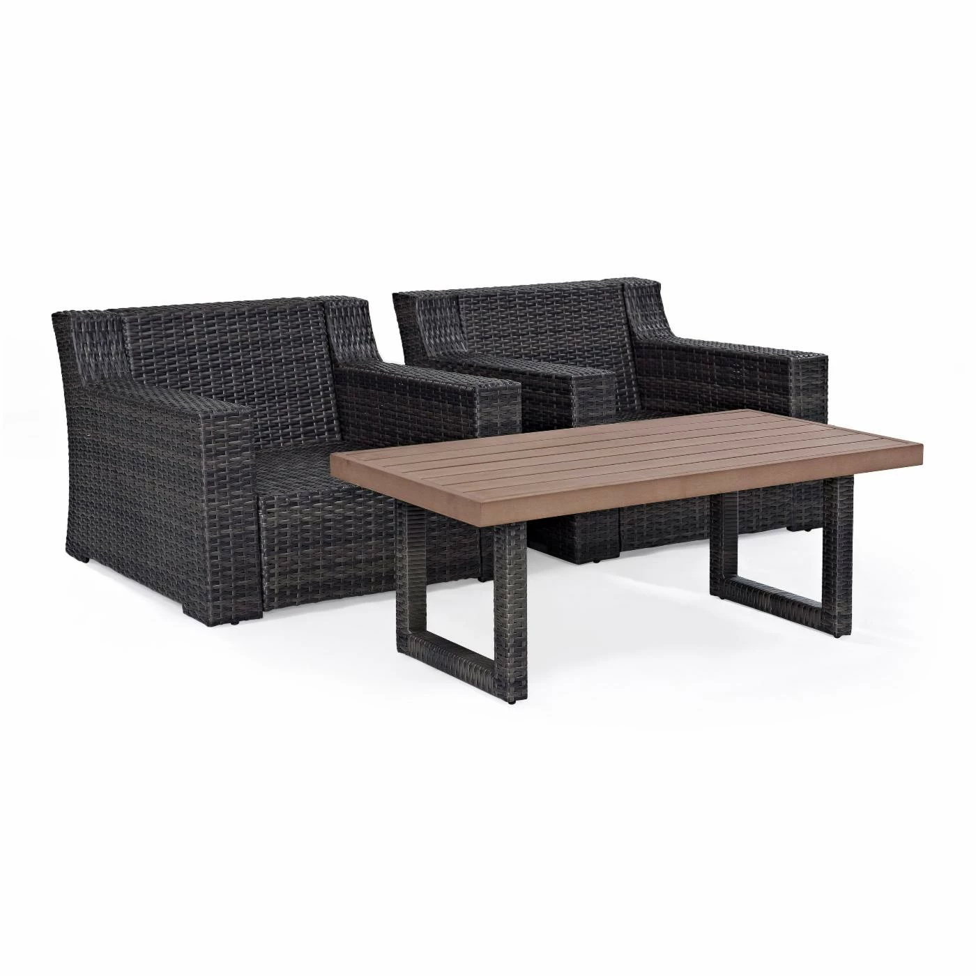 Discount βοΈ Resin Wicker Patio Sets Crosley Furniture Beaufort Wicker 3 Piece Patio Lounge Chair Set With Cushions 𧨠- Image 3