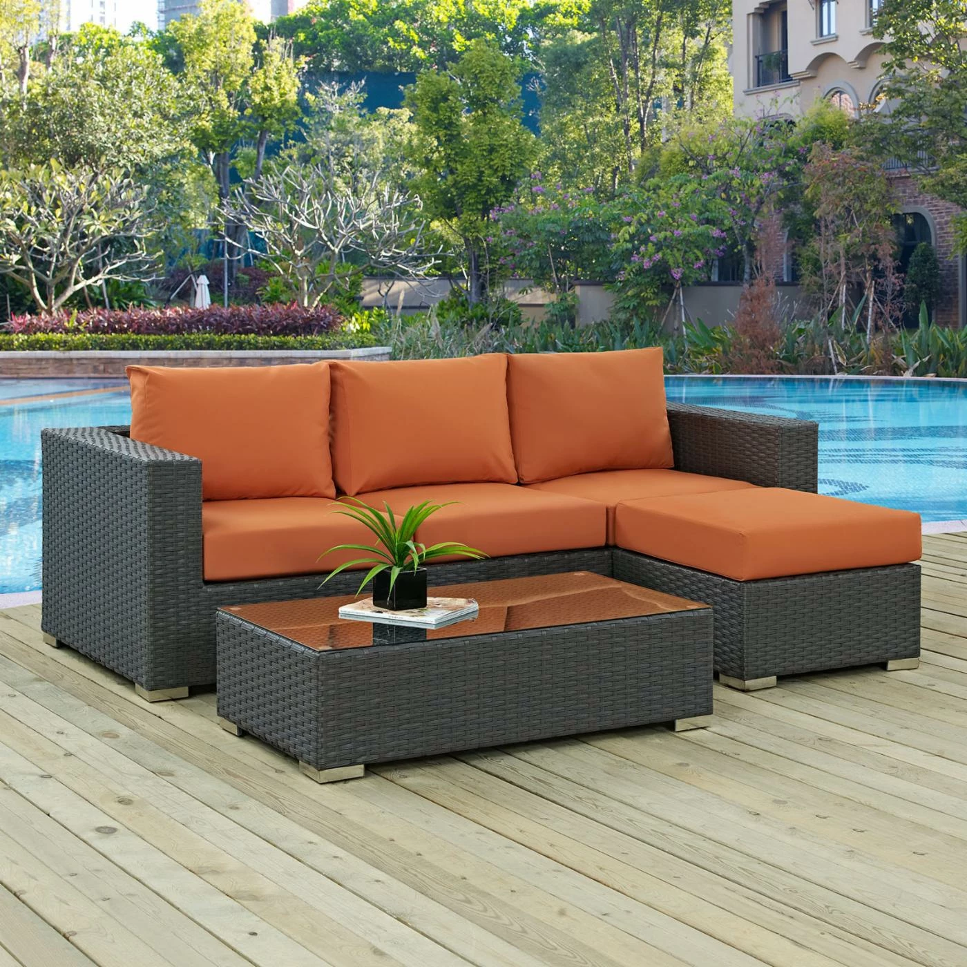 Wholesale 😉 Resin Wicker Patio Sets Modway Sojourn Wicker 3 Piece Patio Conversation Set 🛒 - Image 3
