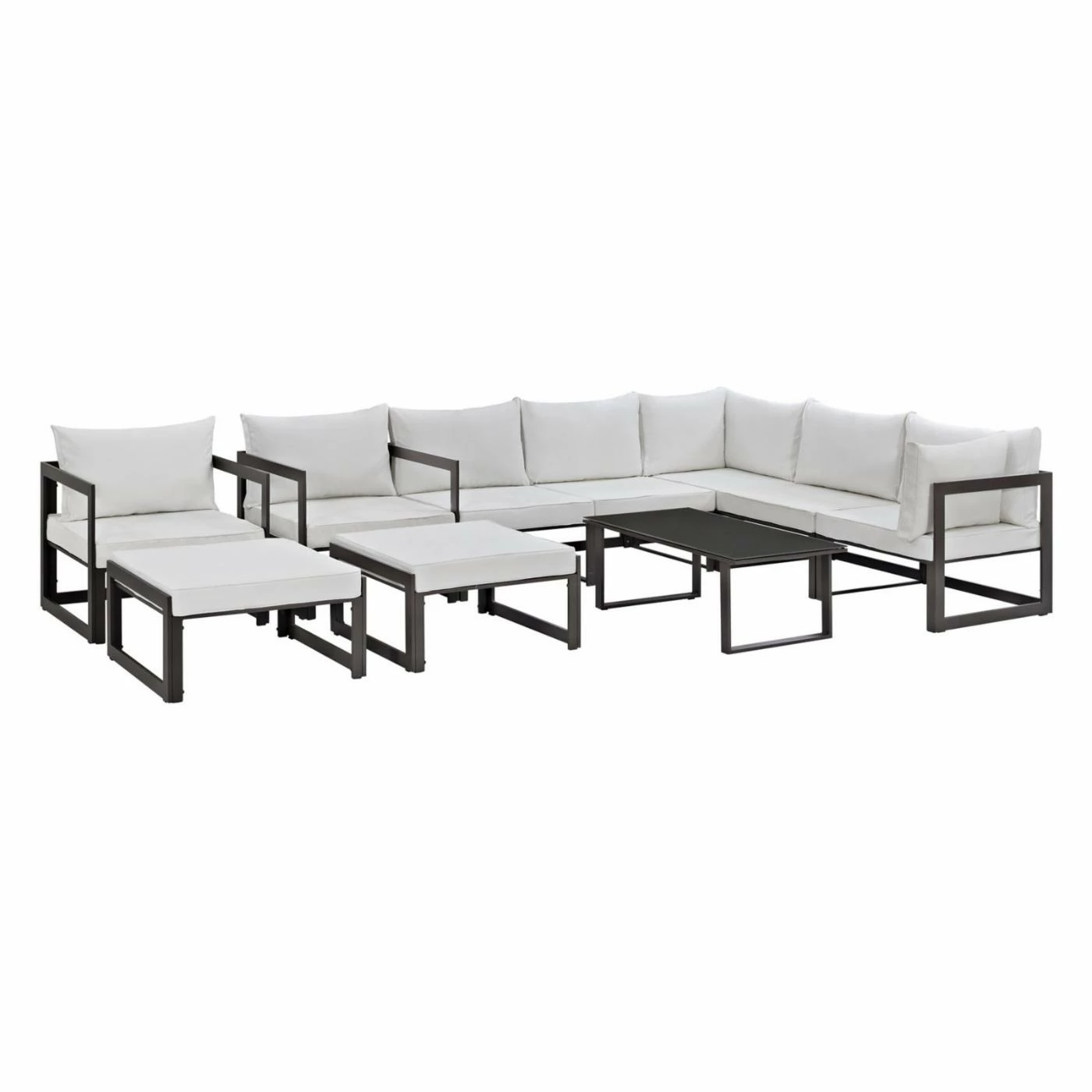 Cheapest 🎉 Aluminum Patio Sets Modway Fortuna 10 Piece Patio Sectional Sofa Set 🎉 - Image 3