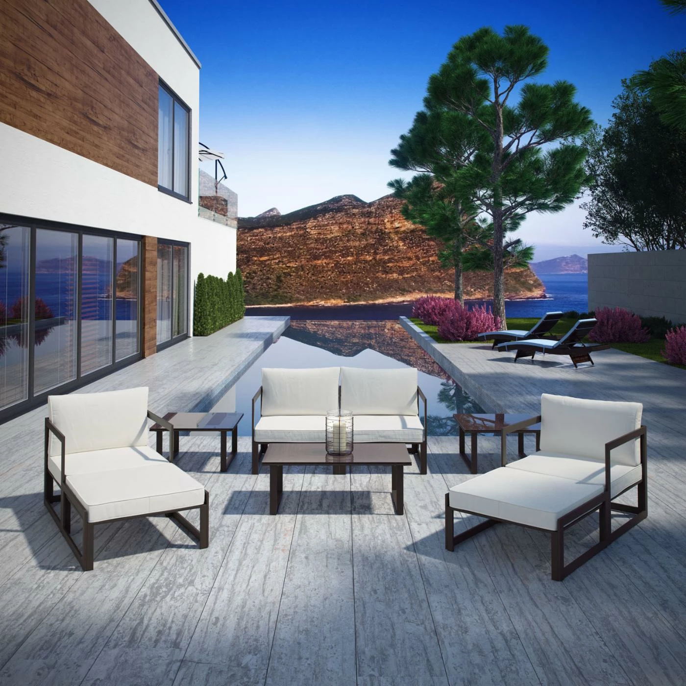 New โ๏ธ Aluminum Patio Sets Modway Fortuna 9 Piece Patio Sectional Sofa Set โค๏ธ - Image 2