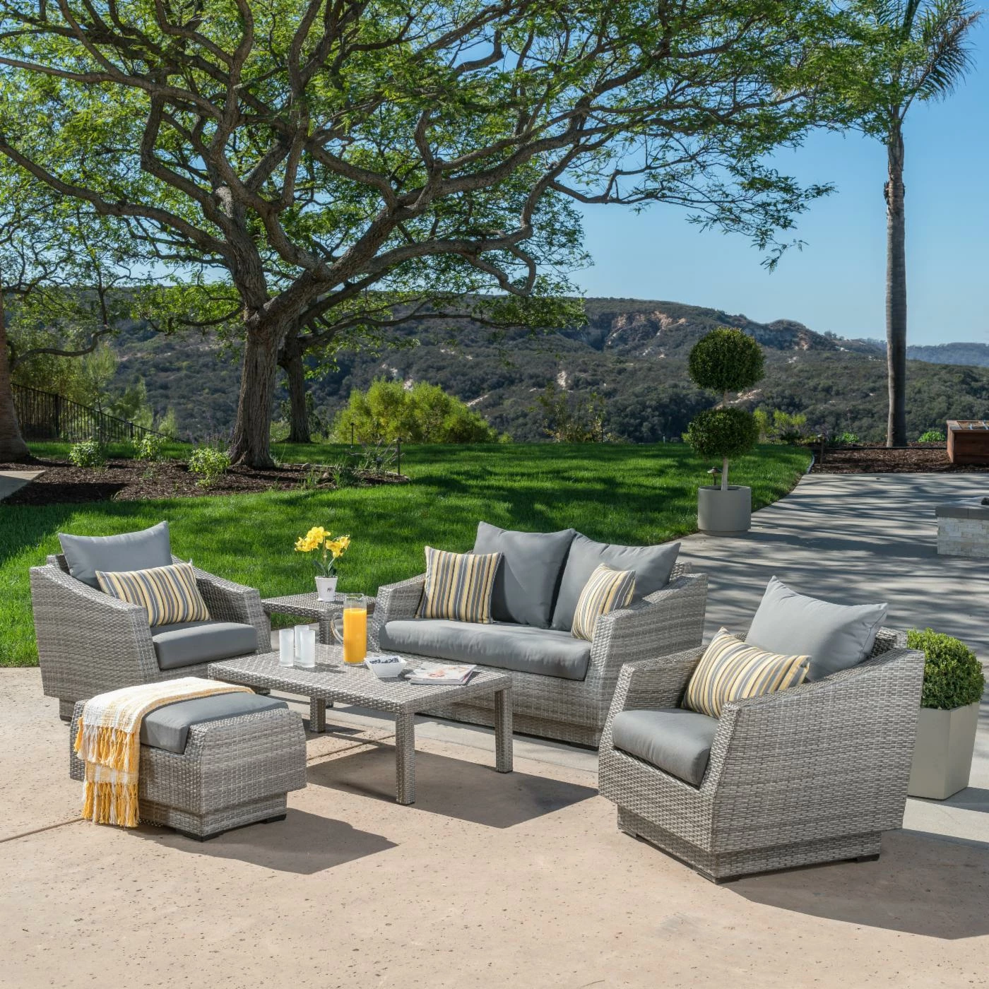 Outlet 😍 Resin Wicker Patio Sets RST Brands Cannes 6 Piece Loveseat Conversation Set 🛒 - Image 3