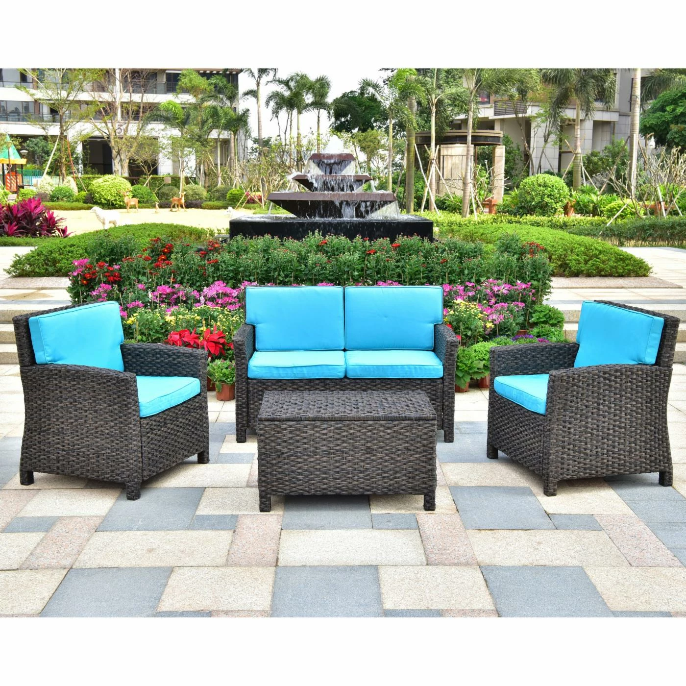 Hot Sale ๐ Resin Wicker Patio Sets International Caravan Majorca Resin Wicker 4 Piece Patio Conversation Set โญ - Image 3