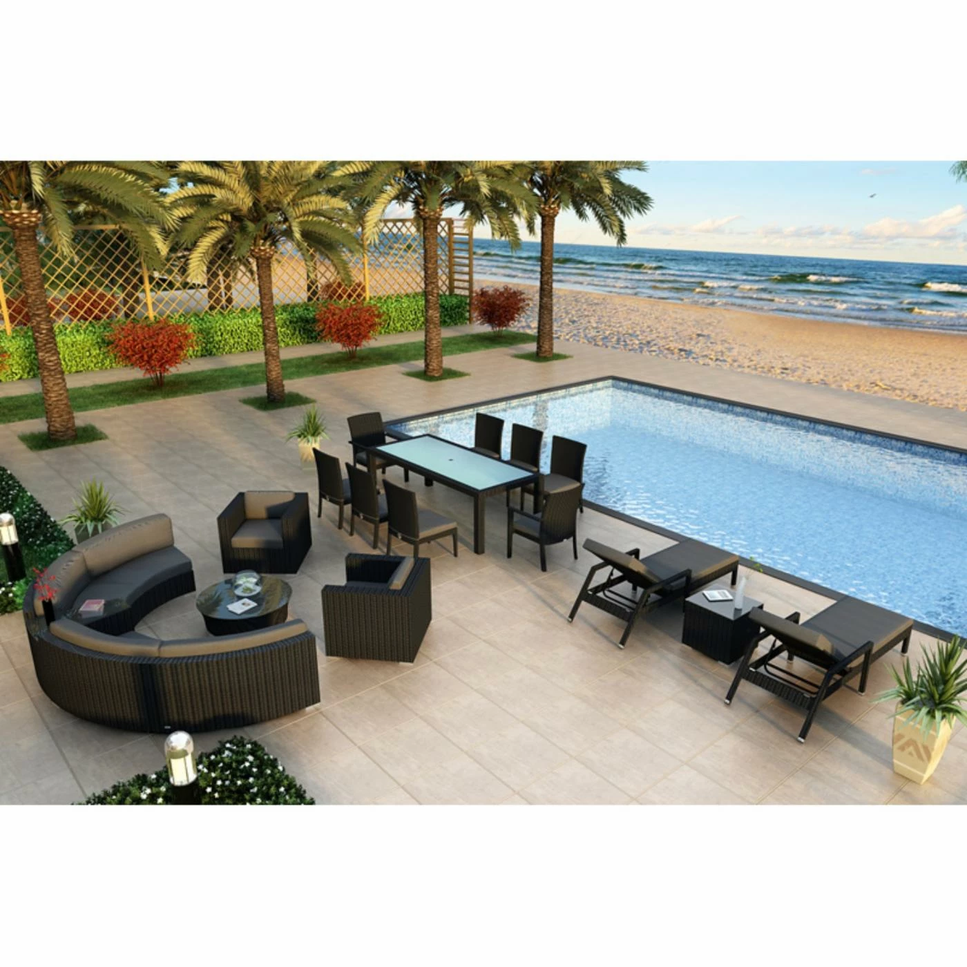 Deals โจ Resin Wicker Patio Sets Harmonia Living Urbana 18 Piece Eclipse All-Weather Wicker Patio Conversation Set ๐ - Image 3