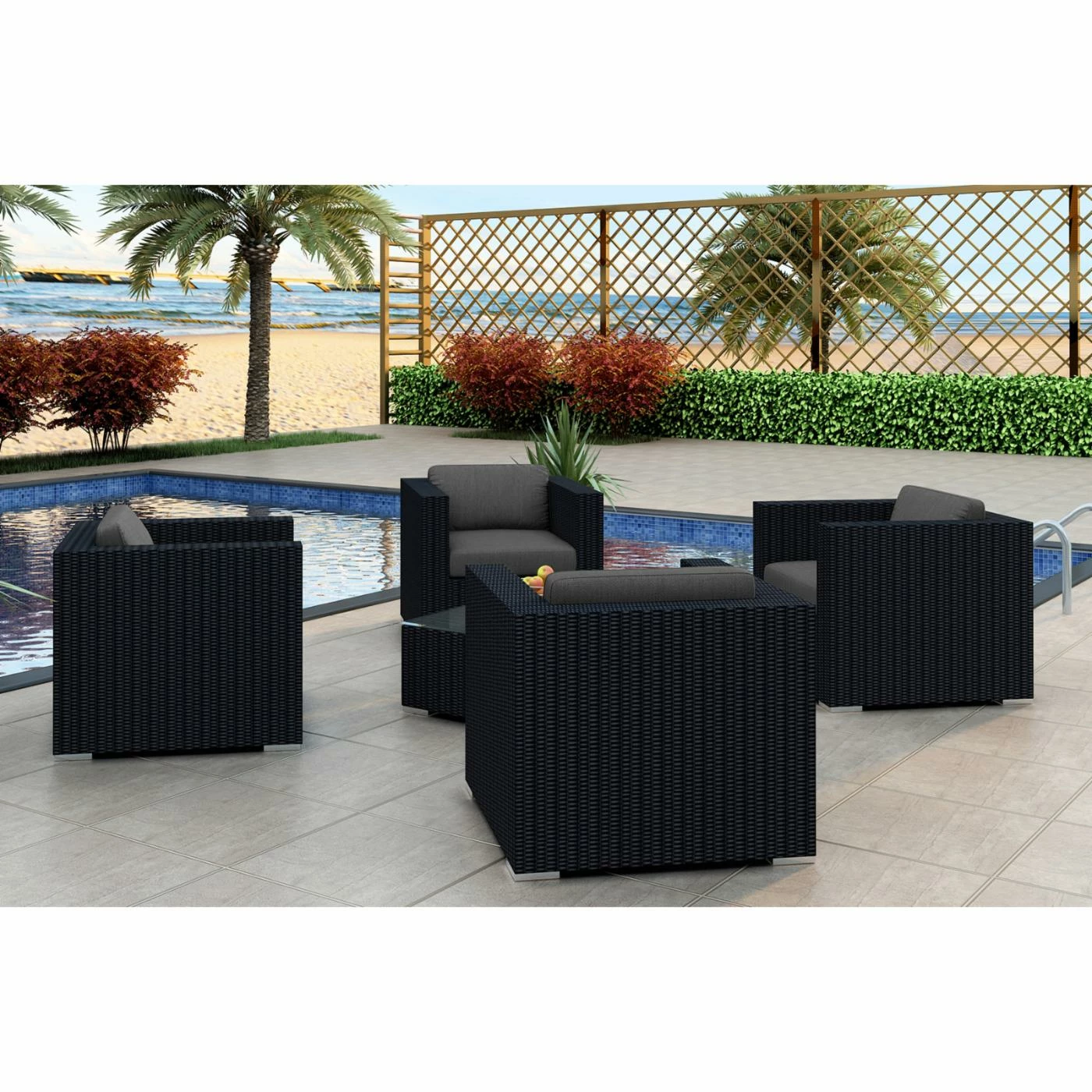 Best Pirce โญ Resin Wicker Patio Sets Harmonia Living Urbana All Weather Wicker 5 Piece Club Chair Patio Conversation Set ๐ - Image 3