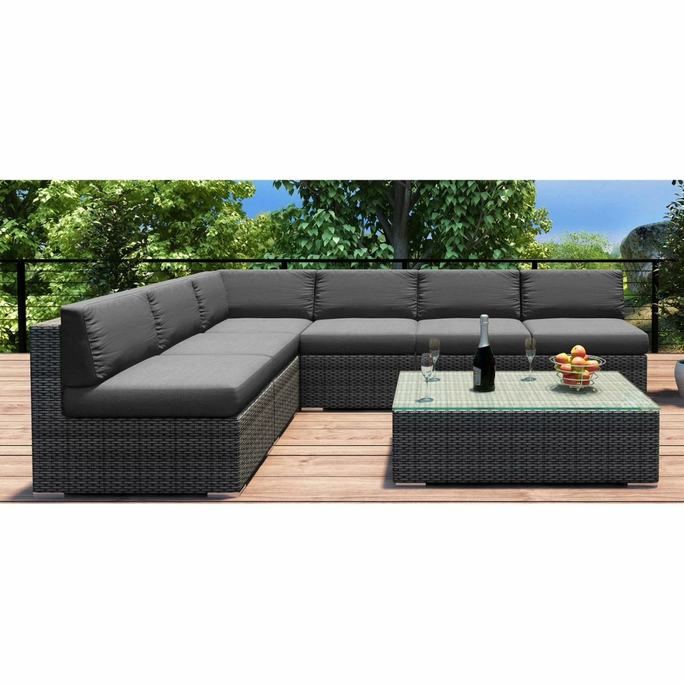 Resin Wicker Patio Sets Harmonia Living District 7 Piece Sectional Patio Conversation Set - Image 3