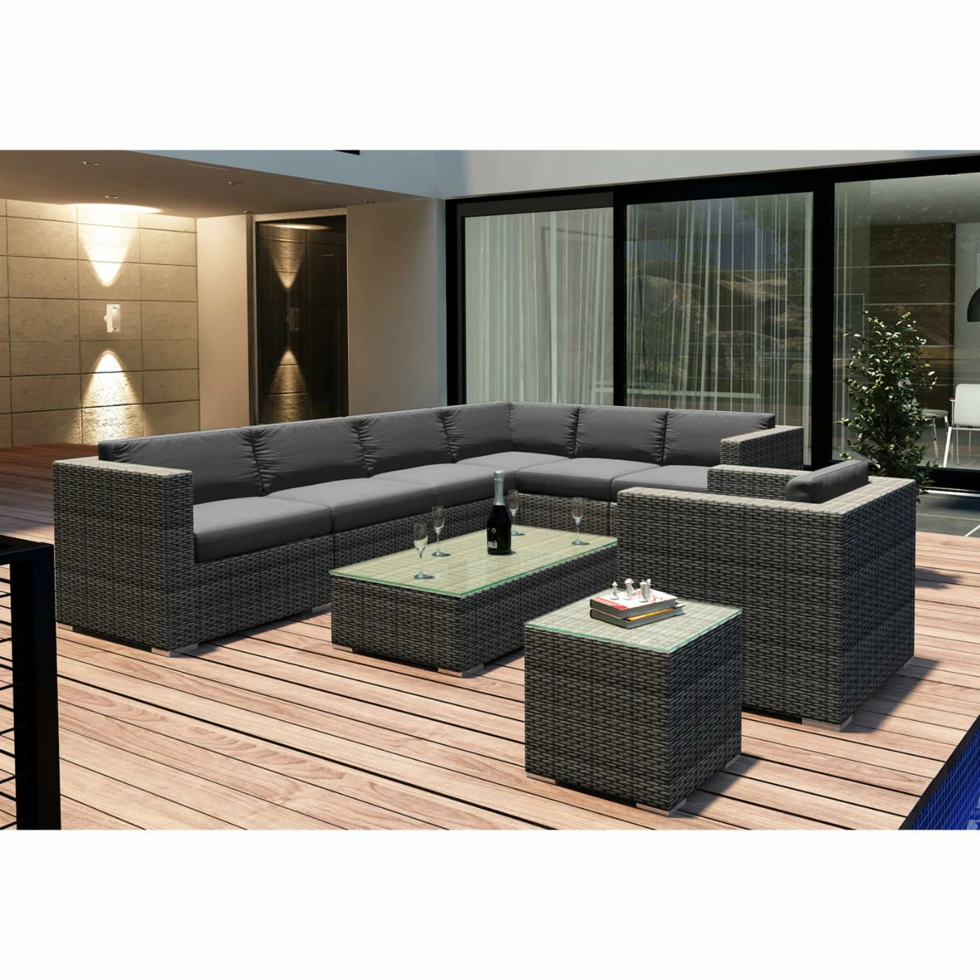 Promo 💯 Resin Wicker Patio Sets Harmonia Living District 9 Piece Sectional Patio Conversation Set 🤩 - Image 3