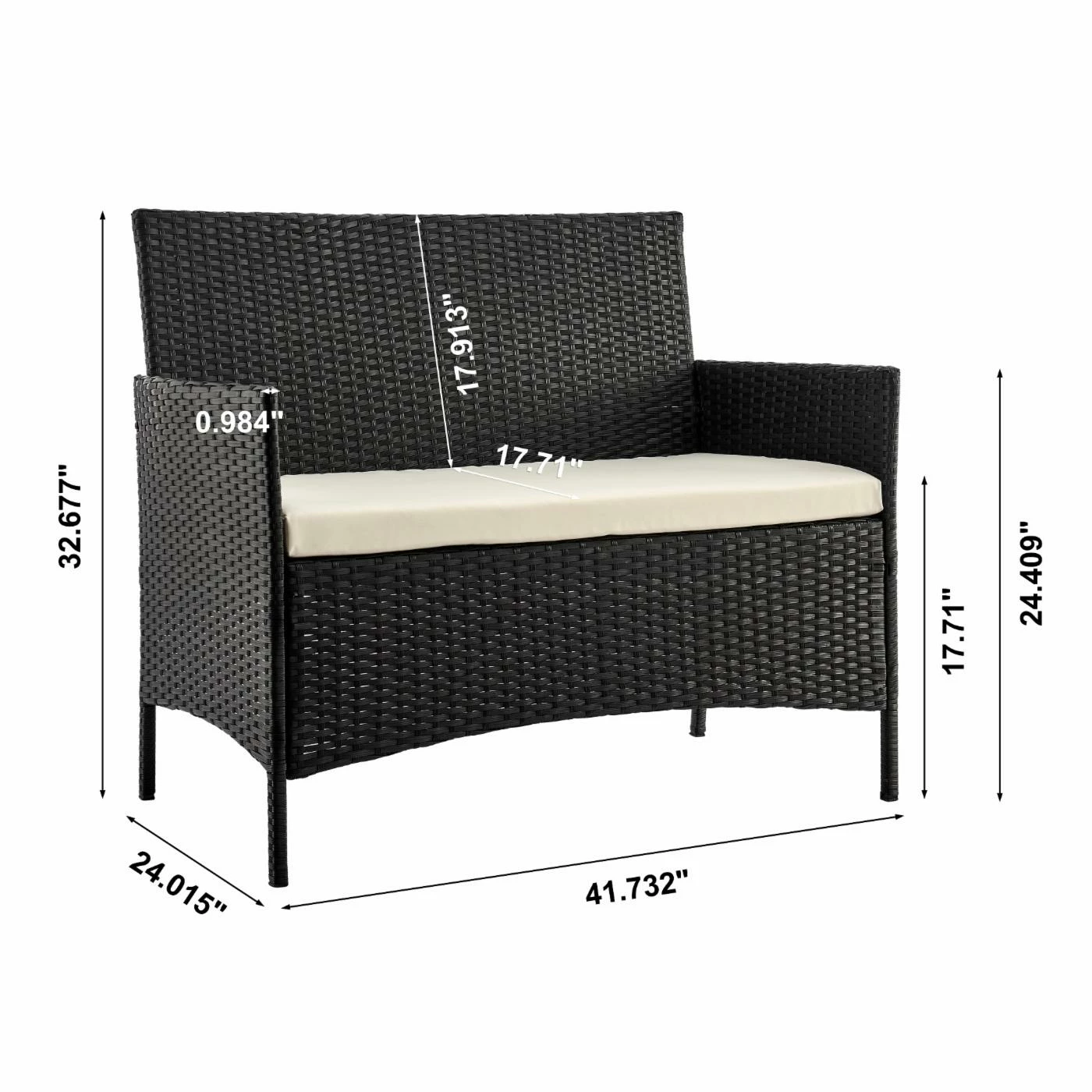 Hot Sale ๐ฏ Steel Patio Sets Manhattan Comfort Imperia Steel Rattan 4-Piece Patio Conversation Set With Cushions In Cream ๐ - Image 2