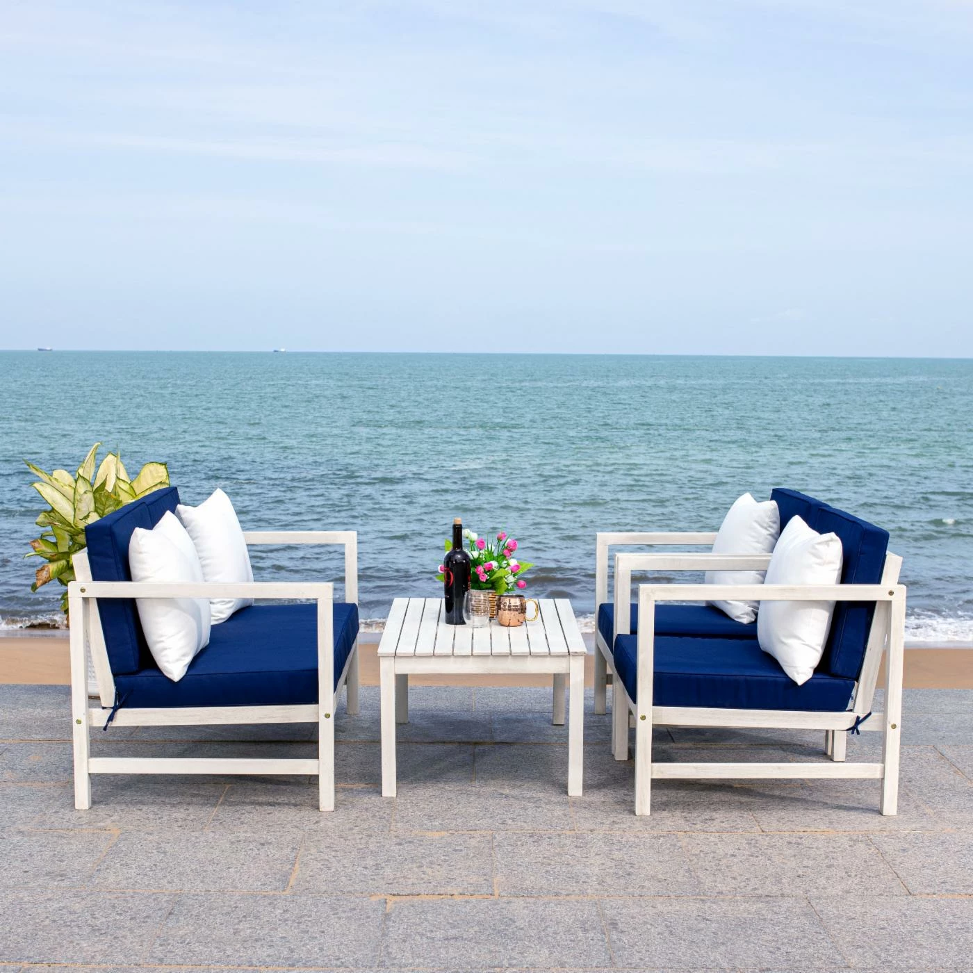 Hot Sale ๐ Eucalyptus Patio Sets HN Outdoor Hyrum Wooden 4 Piece Patio Conversation Set ๐ - Image 3