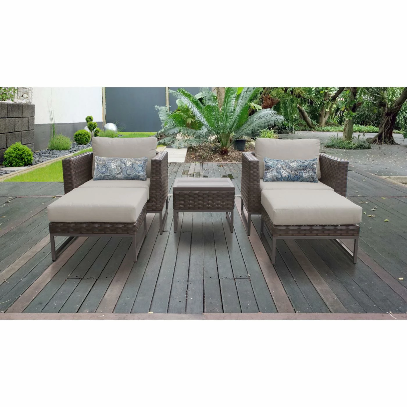 Best reviews of โค๏ธ Resin Wicker Patio Sets TK Classics Barcelona Wicker 5 Piece Club Chair Patio Conversation Set With Ottomans ๐ - Image 3