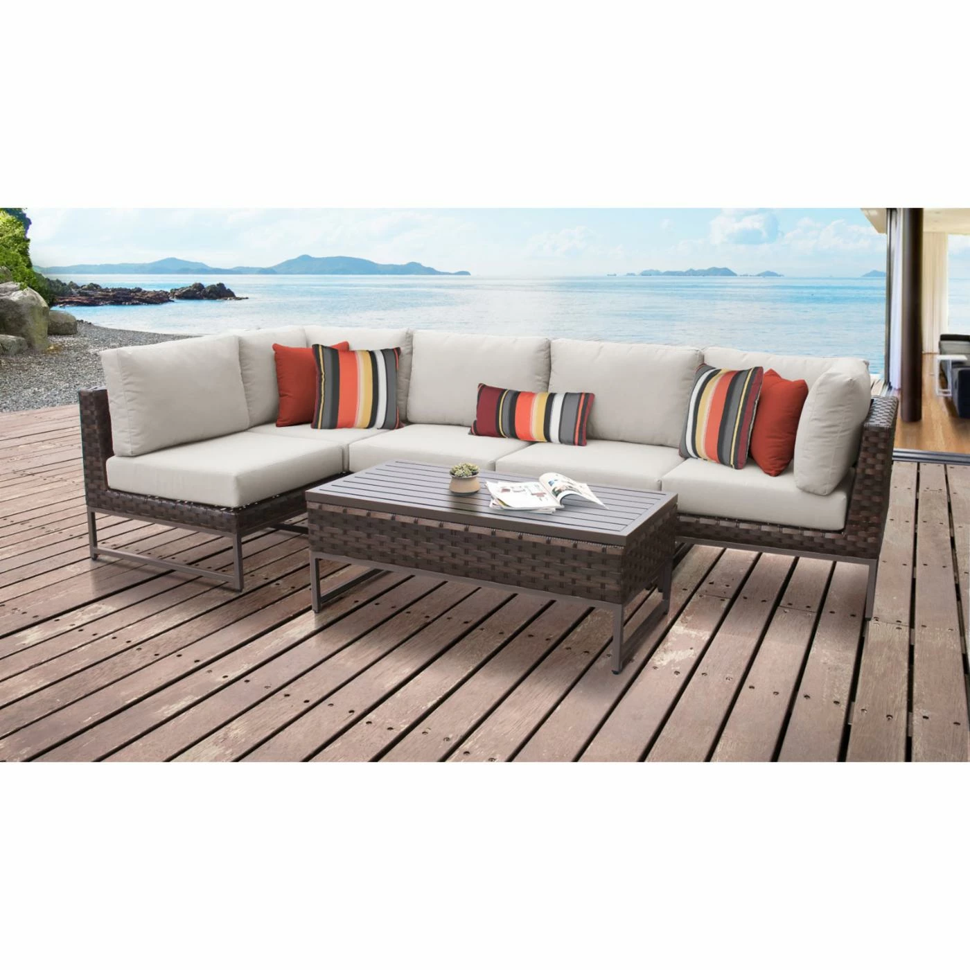 Cheap ๐ Resin Wicker Patio Sets TK Classics Barcelona Wicker 6 Piece L-Shaped Patio Conversation Set ๐ - Image 3