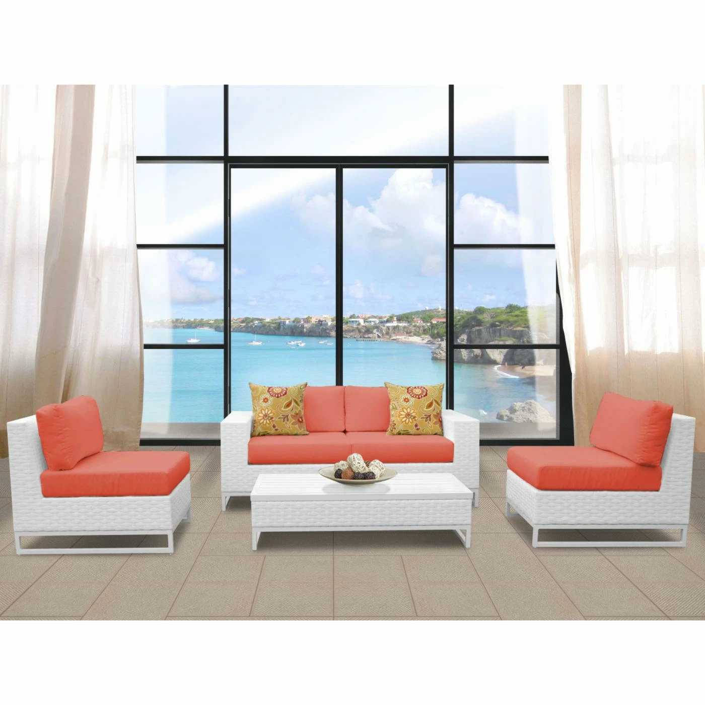 New ๐ Resin Wicker Patio Sets TK Classics Miami Wicker 5 Piece Patio Conversation Set With Coffee Table ๐ - Image 3