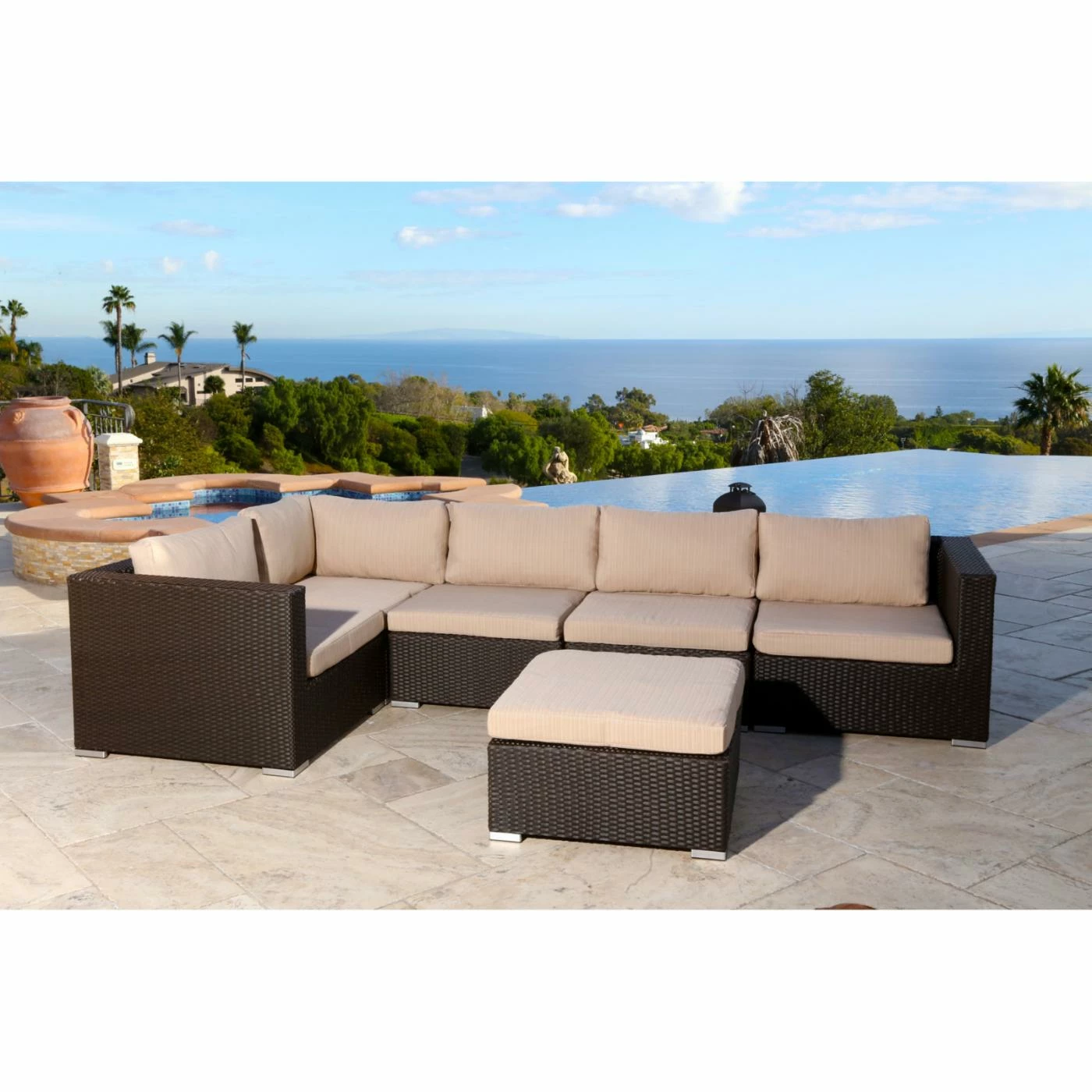 Deals โญ Resin Wicker Patio Sets Abbyson Carlye Outdoor Wicker 6 Piece Patio Sectional Conversation Set ๐ - Image 2
