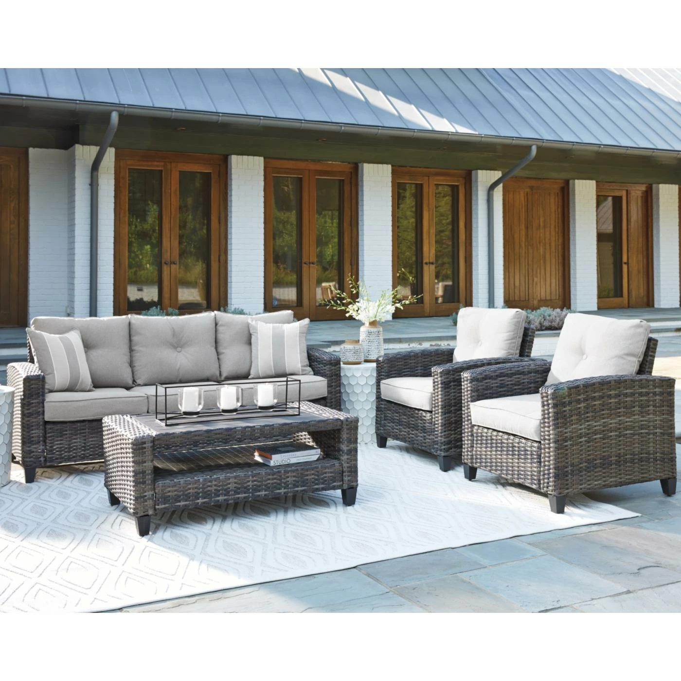 Coupon ๐ Resin Wicker Patio Sets Signature Design By Ashley Cloverbrooke Outdoor 4 Piece Conversation Set ๐ฏ - Image 2